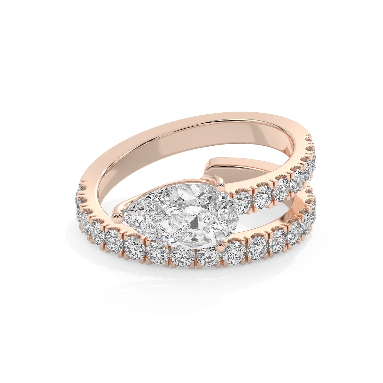 Pear Wrap Ring - Rose Gold#Metal Colour_Rose Gold