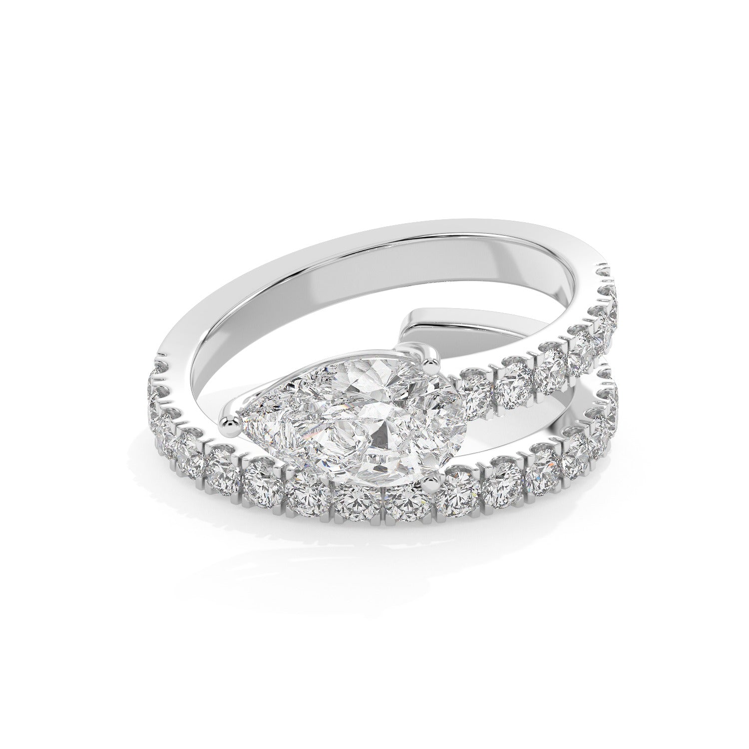 Pear Wrap Ring - White Gold#Metal Colour_White Gold