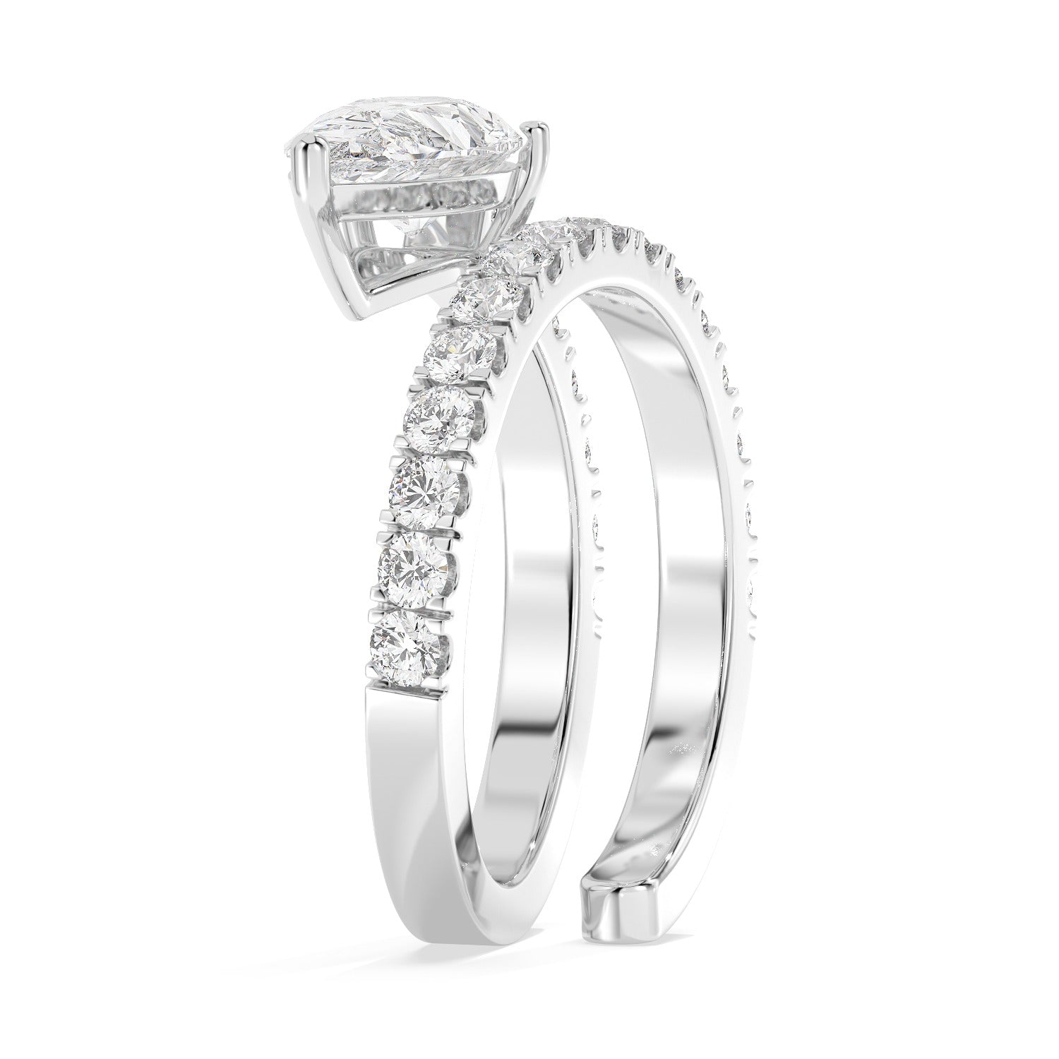 Pear Wrap Ring - White Gold#Metal Colour_White Gold
