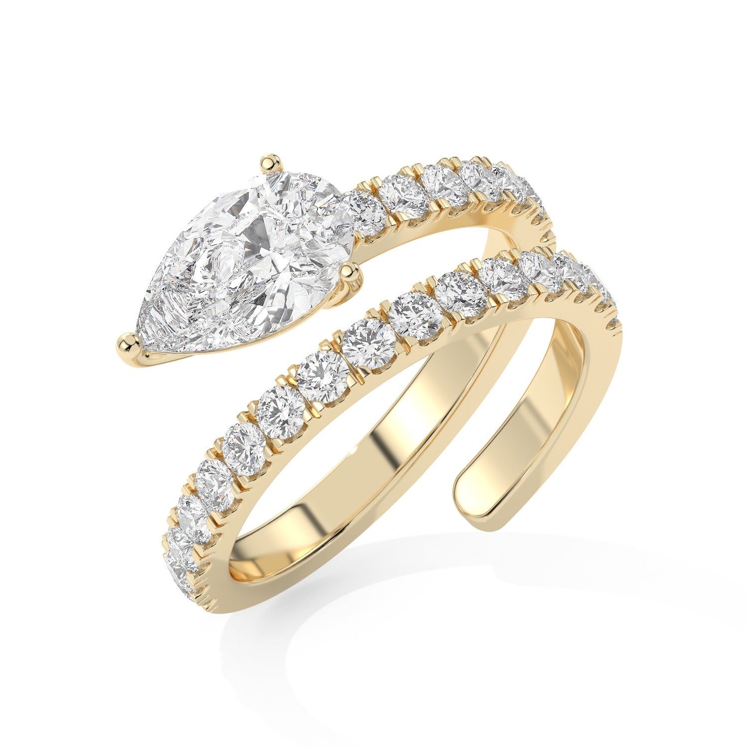 Pear Wrap Ring - Yellow Gold#Metal Colour_Yellow Gold