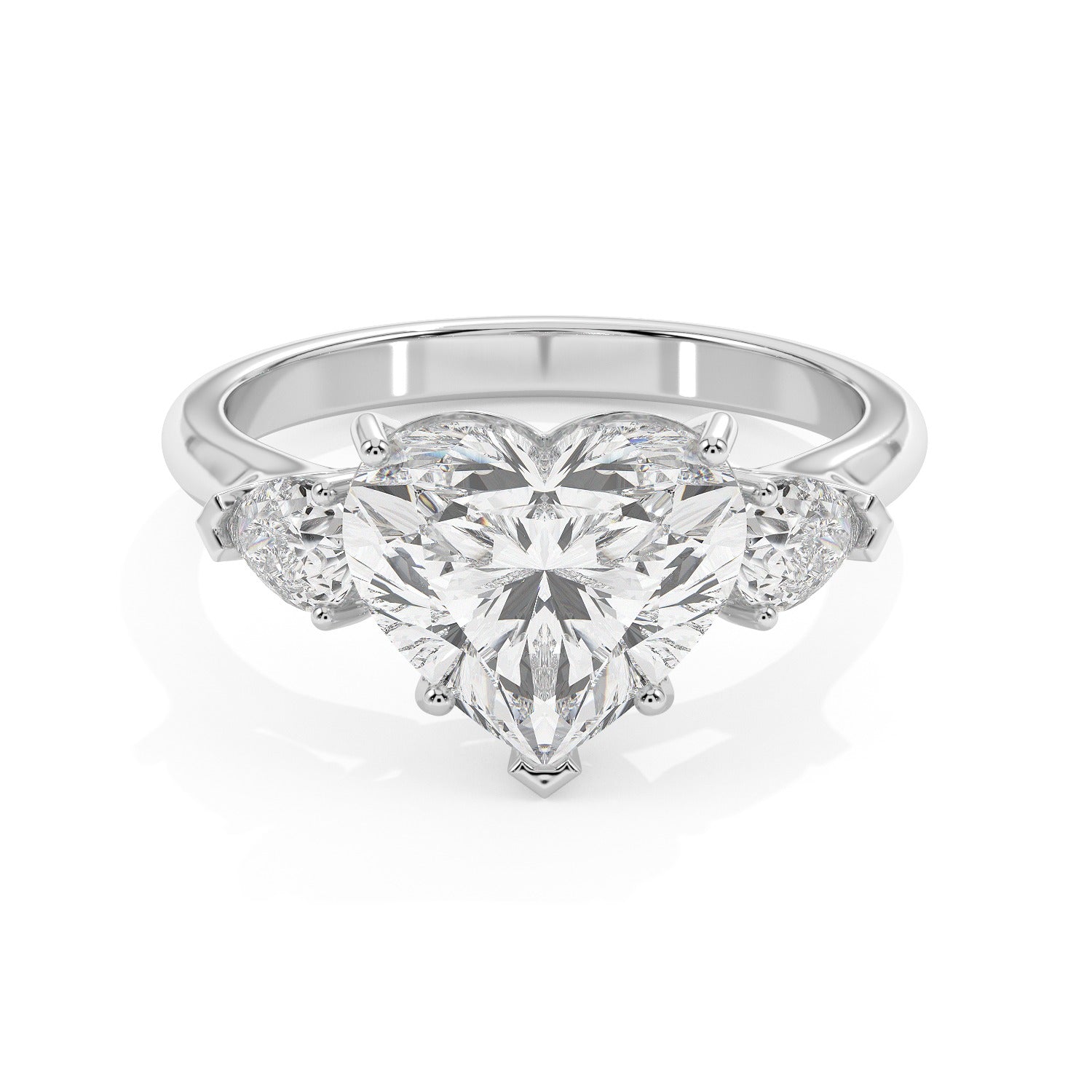 Framed Heart Ring - White Gold#Metal Colour_White Gold