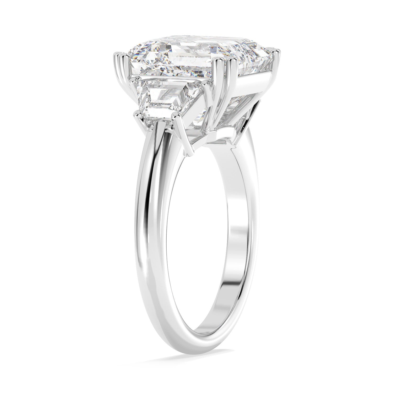 Baguette Set Ring - White Gold#Metal Colour_White Gold