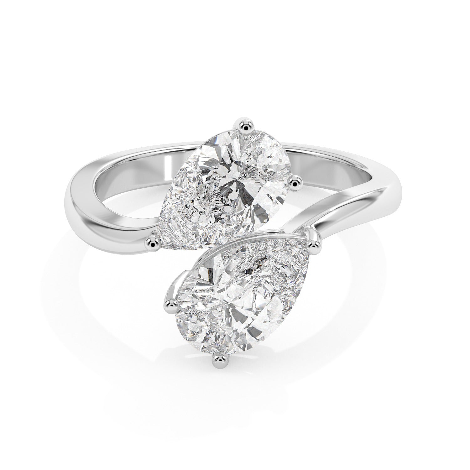 Pear Duet Ring - White Gold#Metal Colour_White Gold
