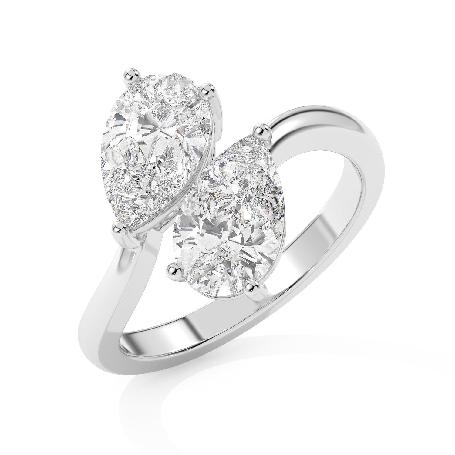 Pear Duet Ring - White Gold#Metal Colour_White Gold