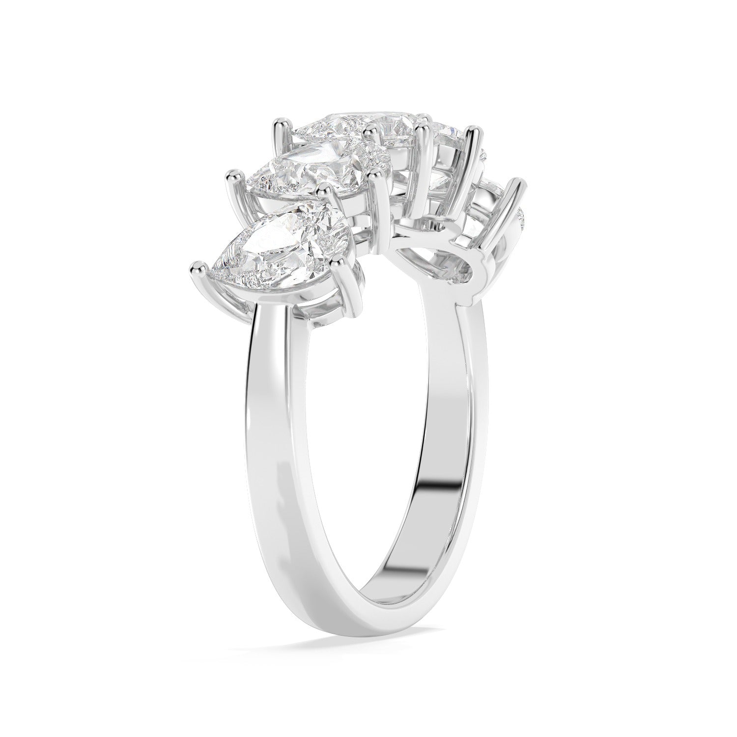 Pear Half Eternity Ring - White Gold#Metal Colour_White Gold