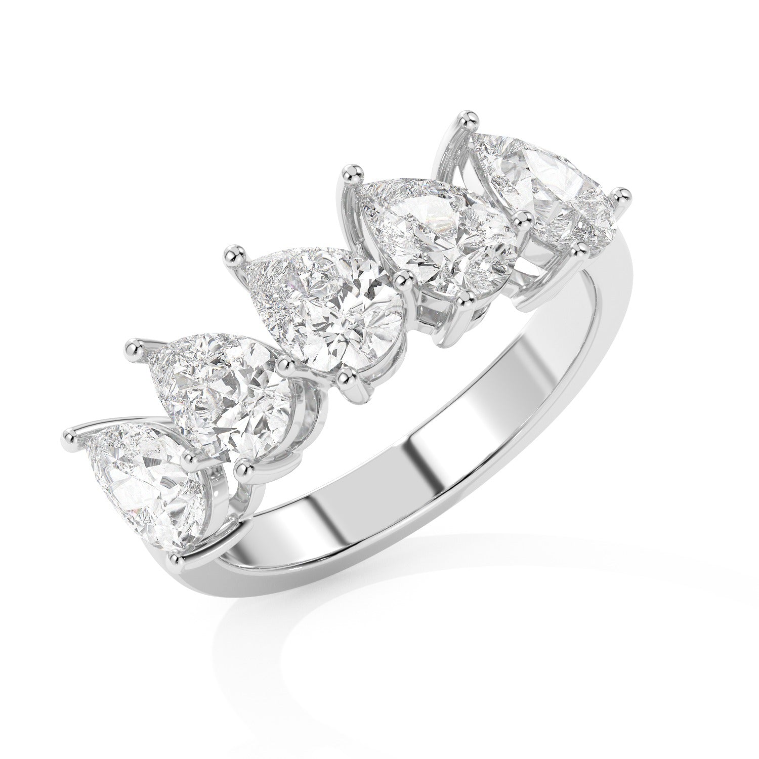 Pear Half Eternity Ring - White Gold#Metal Colour_White Gold