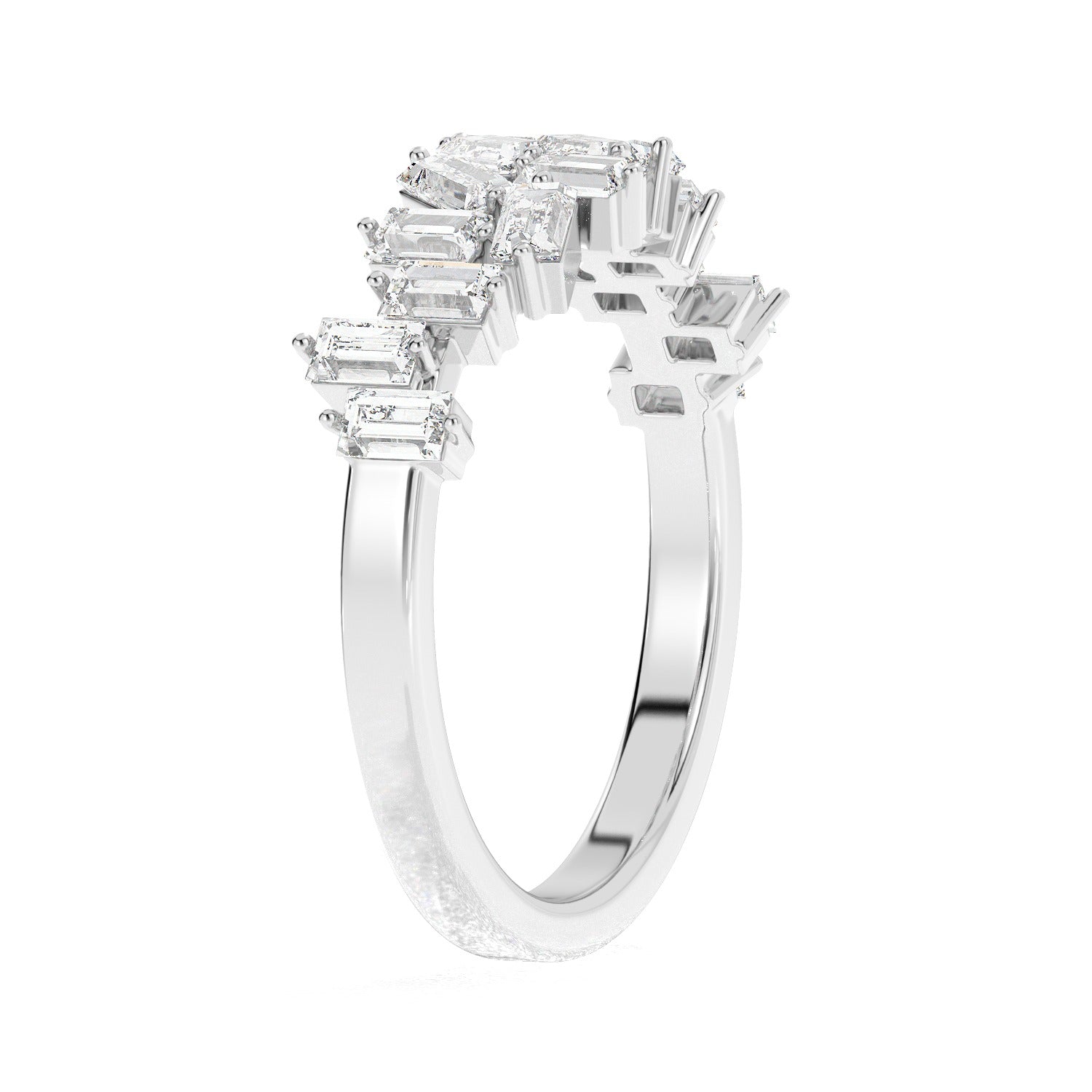 Emerald Cluster Ring - White Gold#Metal Colour_White Gold