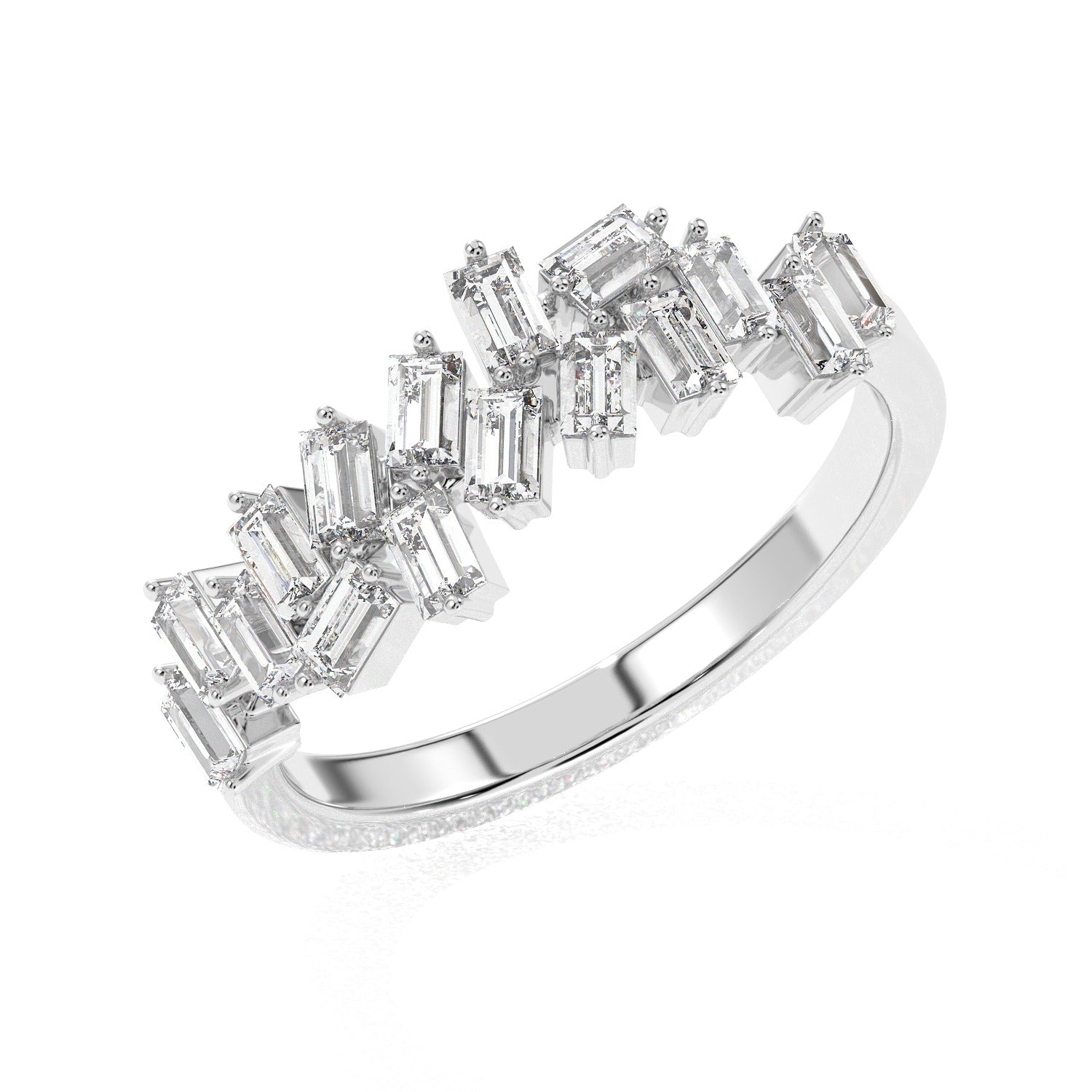 Emerald Cluster Ring - White Gold#Metal Colour_White Gold