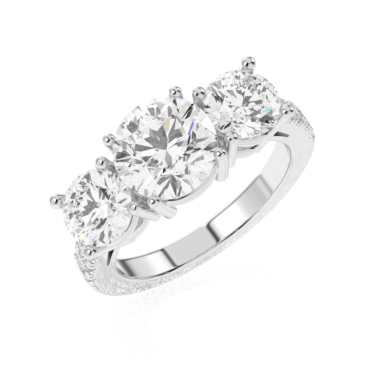 Round Trio Ring - White Gold#Metal Colour_White Gold