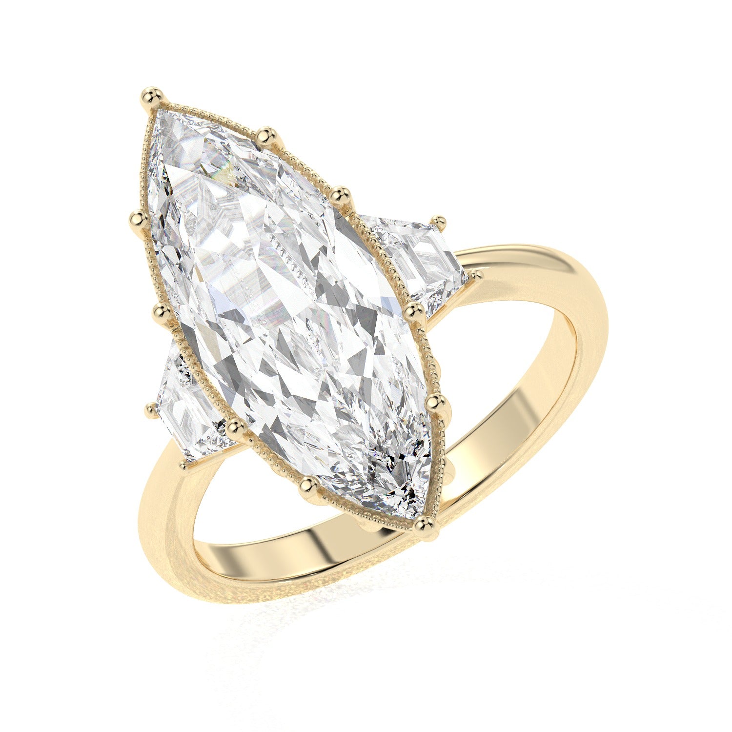 Marquise Frame Ring - Yellow Gold#Metal Colour_Yellow Gold