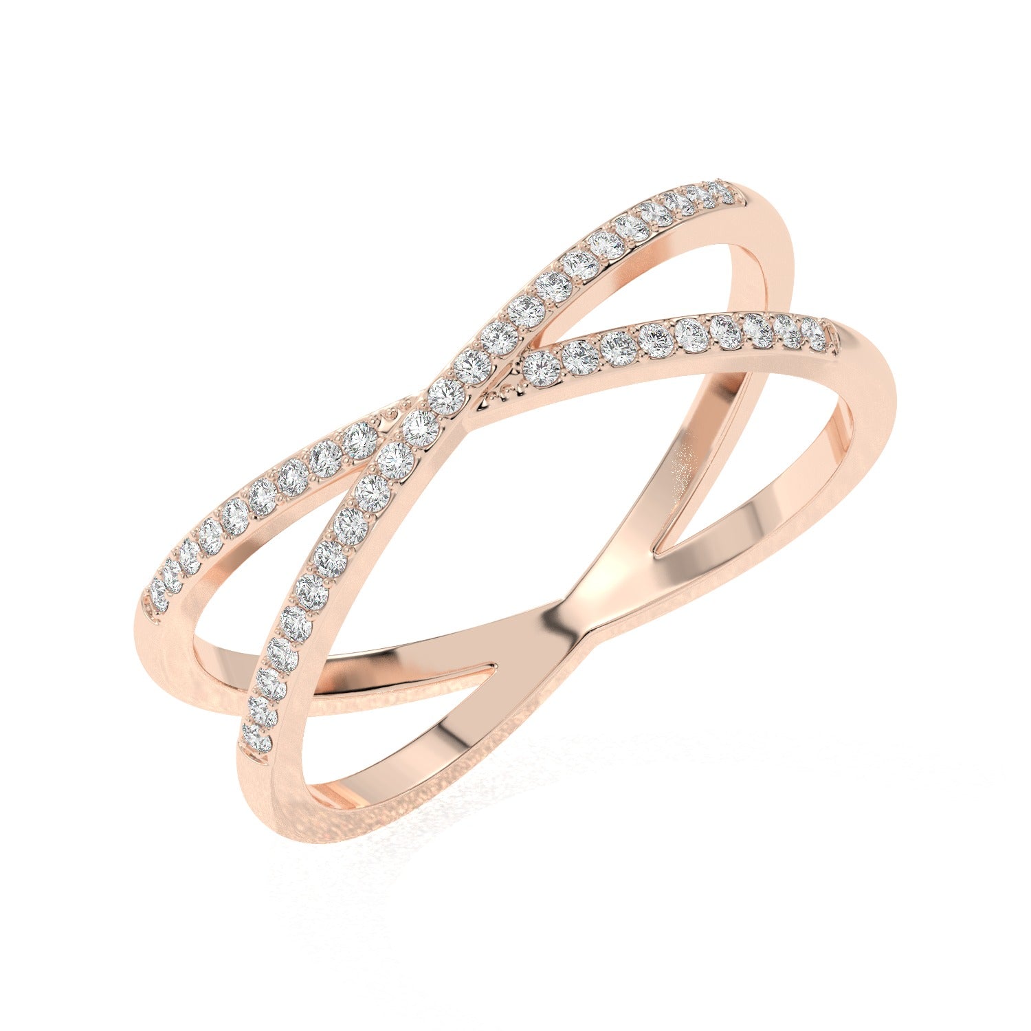 Crossed Band Ring - Rose Gold#Metal Colour_Rose Gold