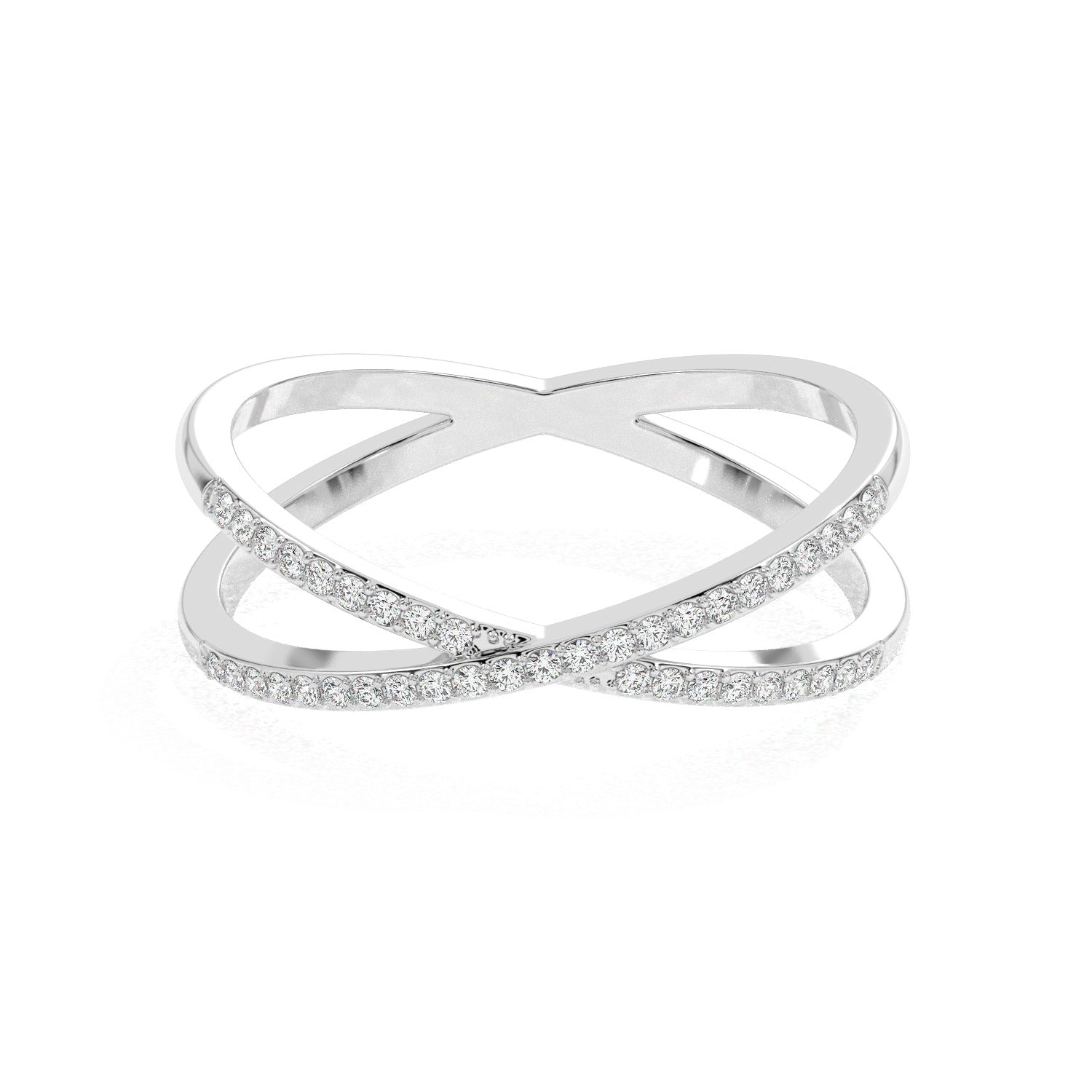 Crossed Band Ring - White Gold#Metal Colour_White Gold