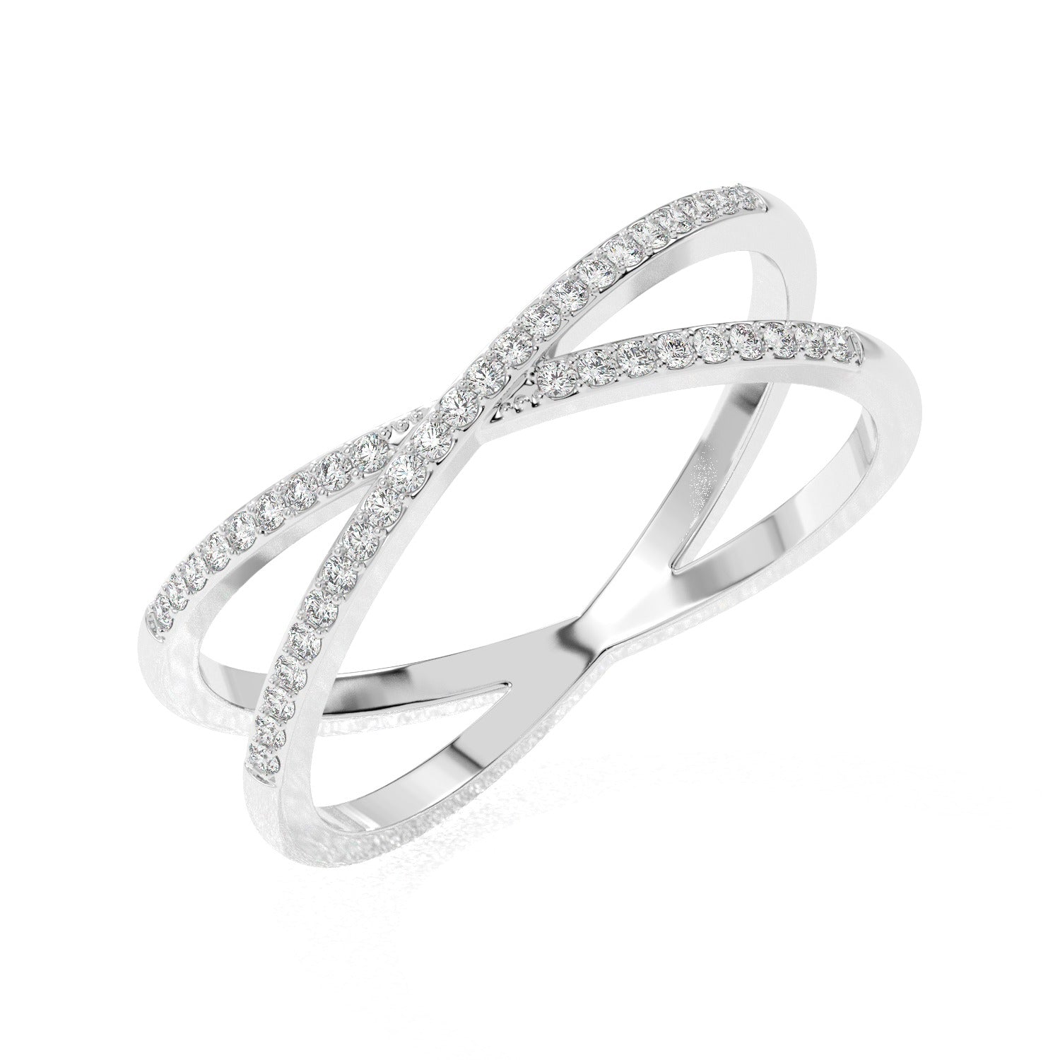 Crossed Band Ring - White Gold#Metal Colour_White Gold