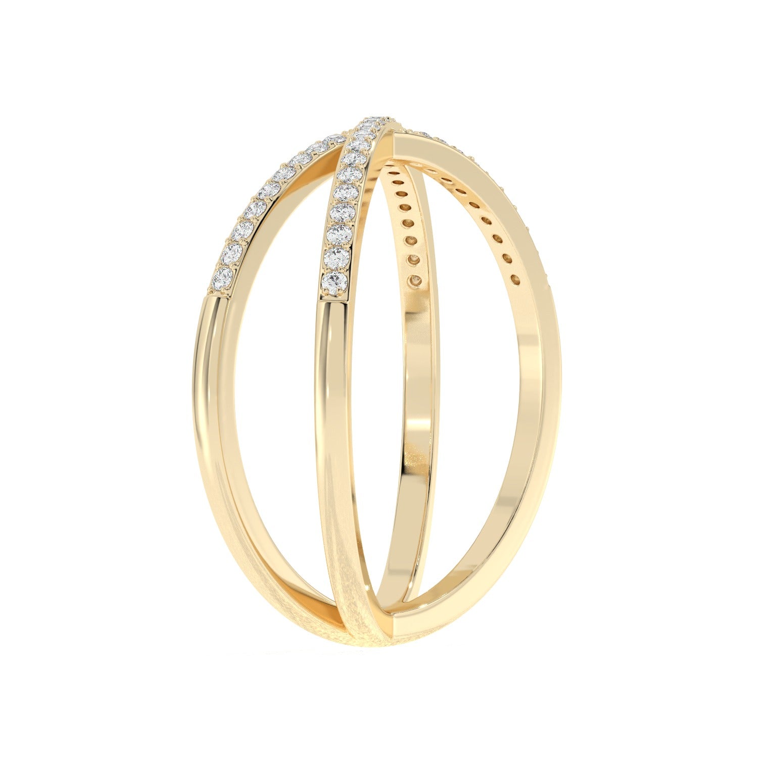 Crossed Band Ring - Yellow Gold#Metal Colour_Yellow Gold