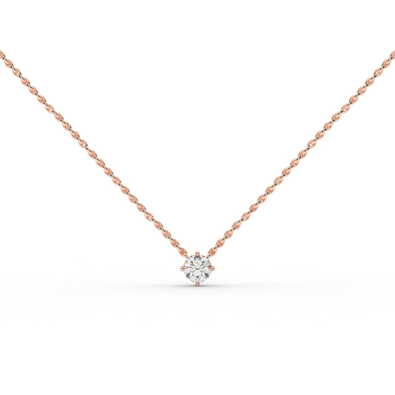 Audrey Diamond Pendant Necklace - Rose Gold 4mm#Metal Colour_Rose Gold#Stone Size_4mm