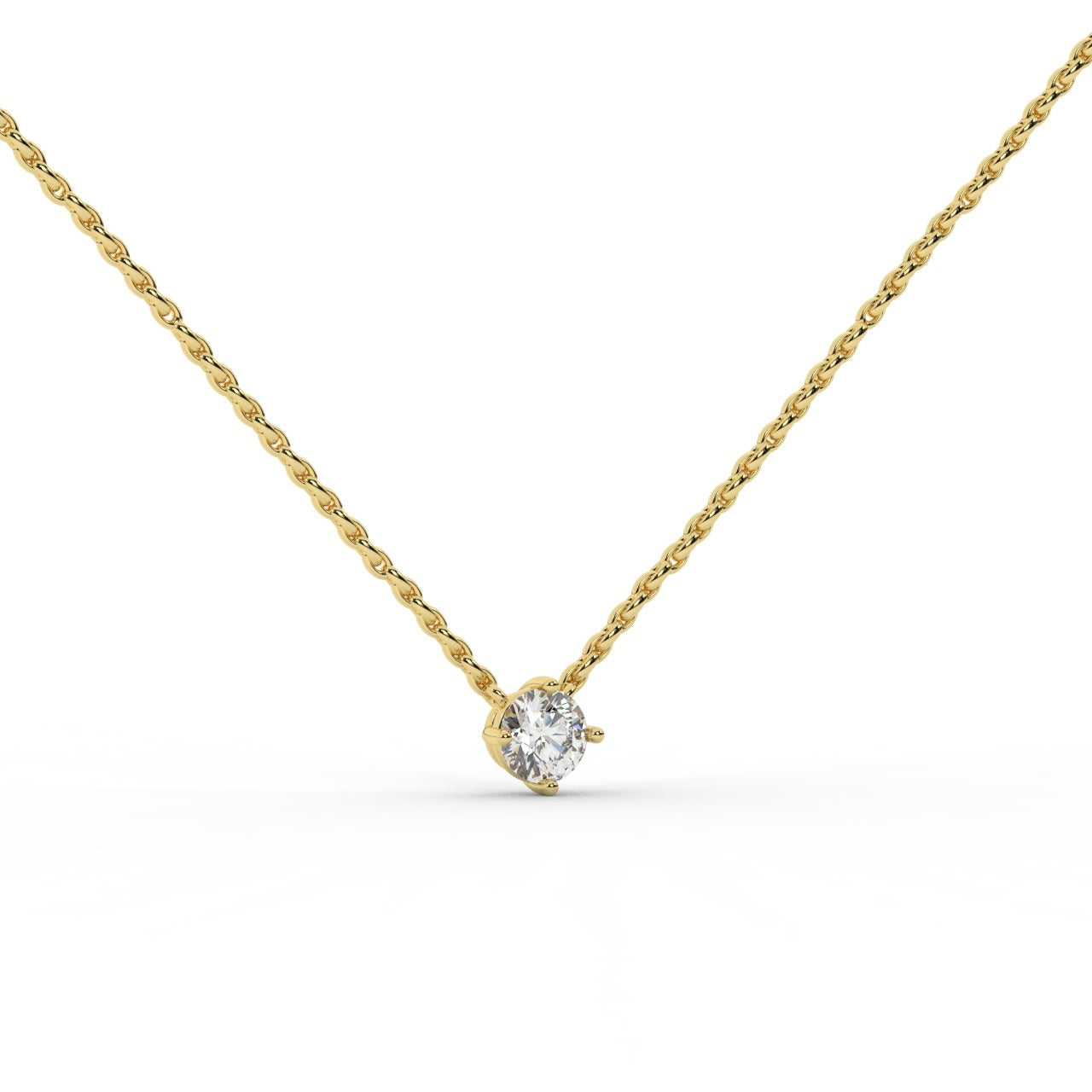 Audrey Diamond Pendant Necklace - Yellow Gold 4mm#Metal Colour_Yellow Gold#Stone Size_4mm