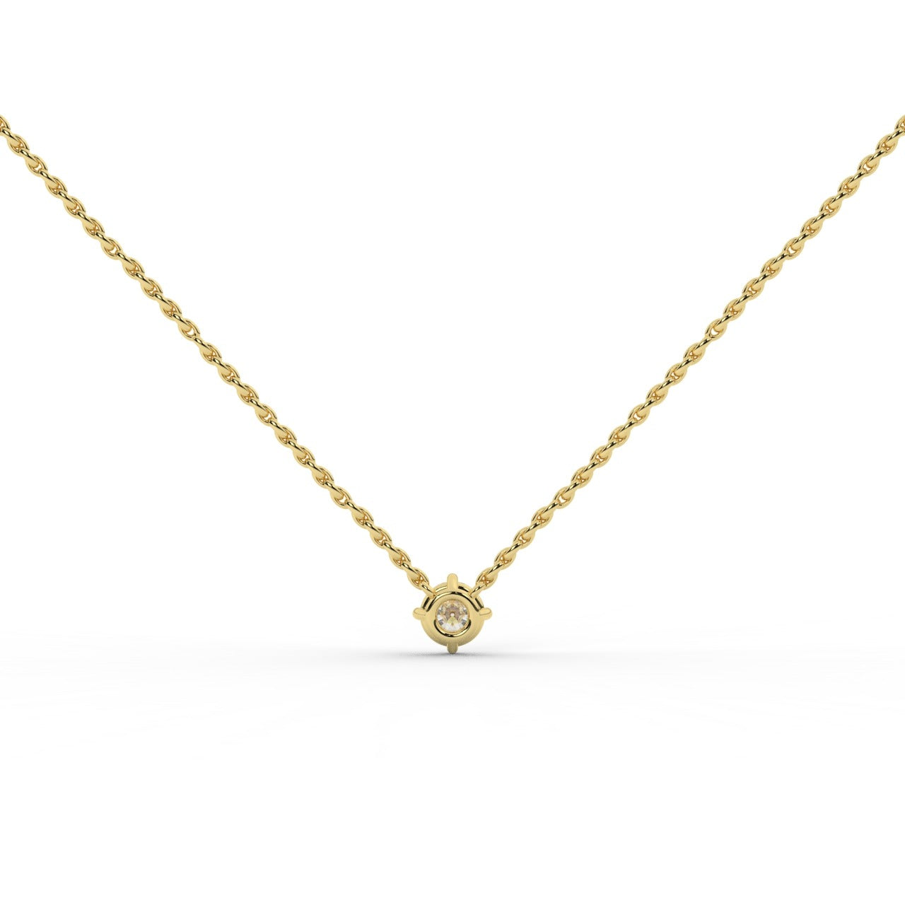 Audrey Diamond Pendant Necklace - Yellow Gold 4mm#Metal Colour_Yellow Gold#Stone Size_4mm