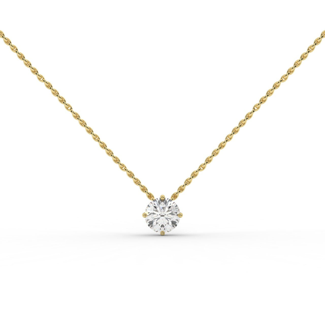 Audrey Diamond Pendant Necklace - Yellow Gold 5.85mm#Metal Colour_Yellow Gold#Stone Size_5.85mm