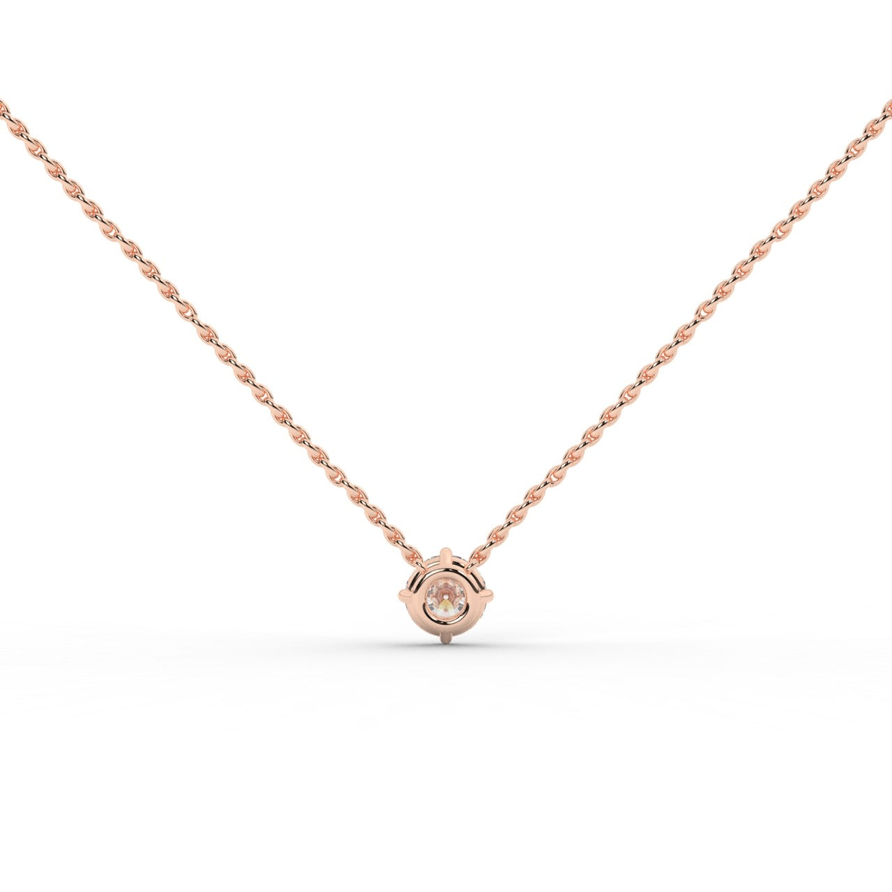 Audrey Diamond Pendant Necklace - Rose Gold 5mm#Metal Colour_Rose Gold#Stone Size_5mm