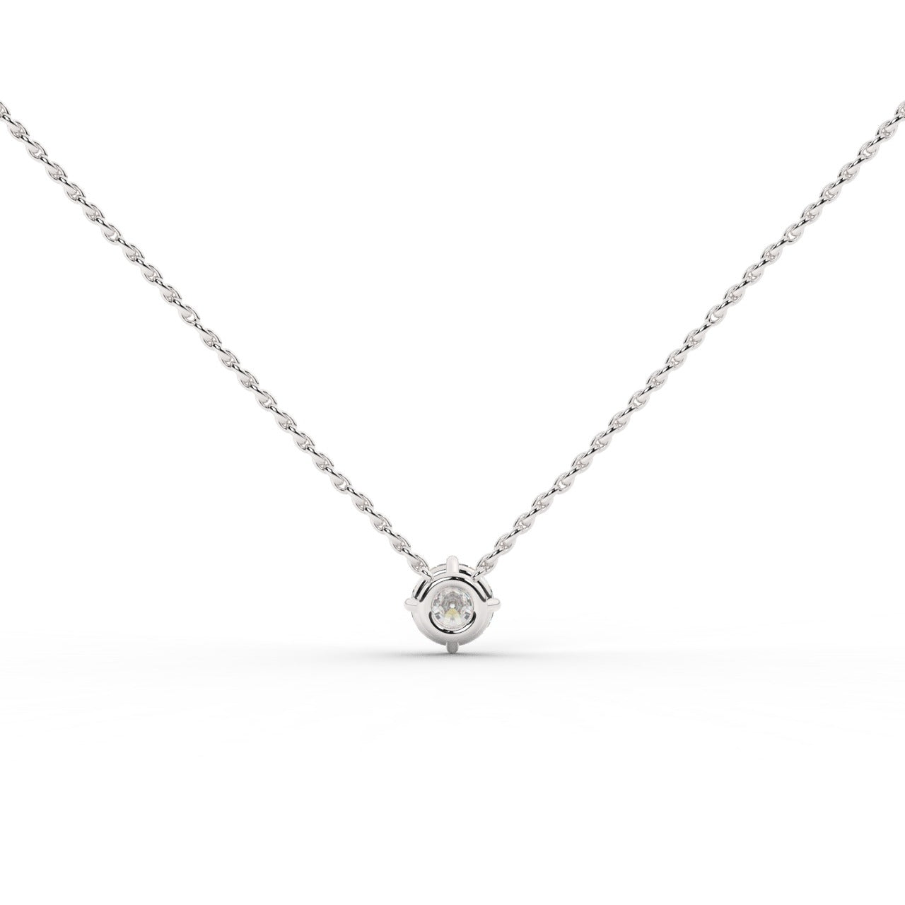 Audrey Diamond Pendant Necklace - White Gold 5mm#Metal Colour_White Gold#Stone Size_5mm