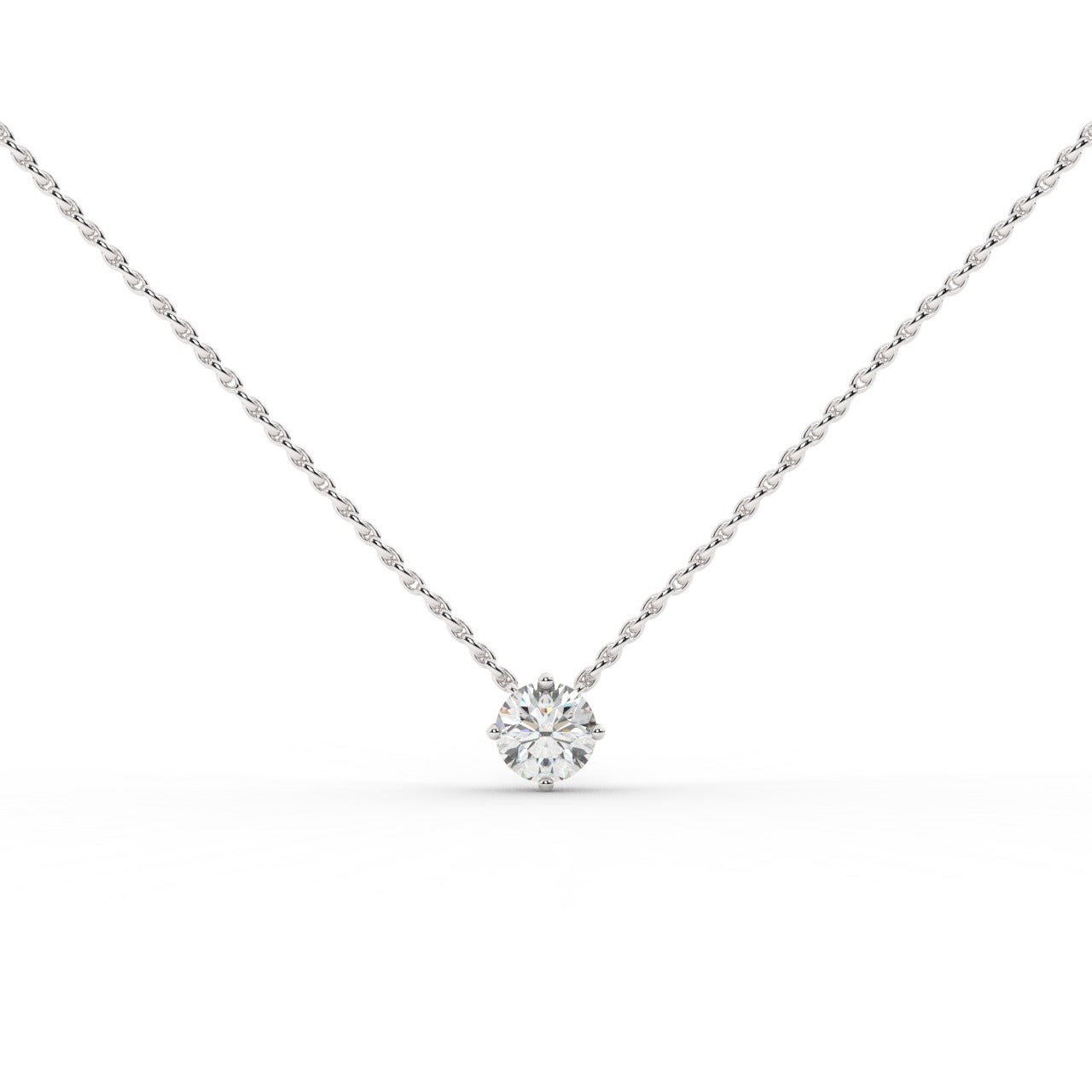 Audrey Diamond Pendant Necklace - White Gold 5mm#Metal Colour_White Gold#Stone Size_5mm