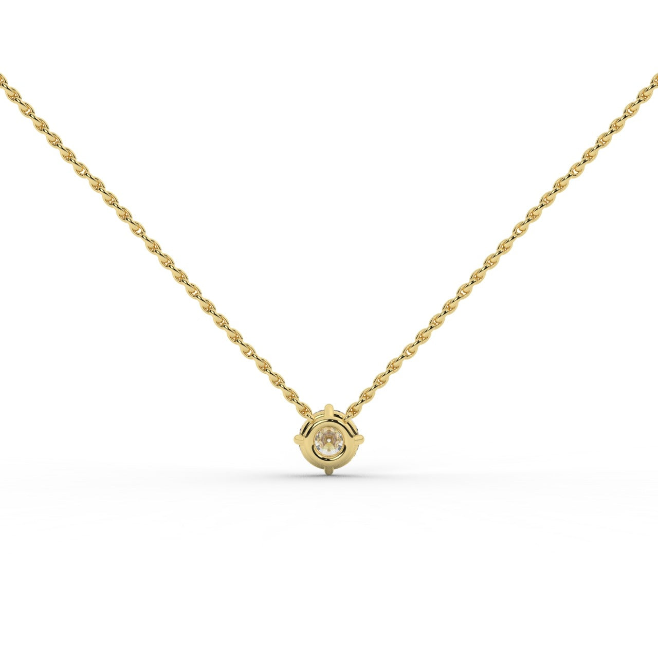 Audrey Diamond Pendant Necklace - Yellow Gold 5mm#Metal Colour_Yellow Gold#Stone Size_5mm