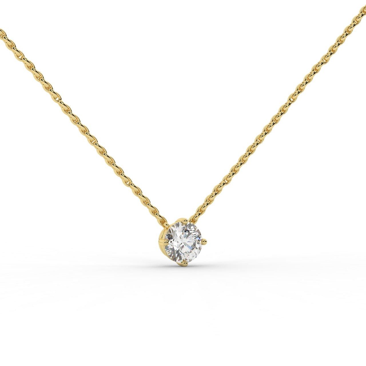 Audrey Diamond Pendant Necklace - Yellow Gold 5mm#Metal Colour_Yellow Gold#Stone Size_5mm