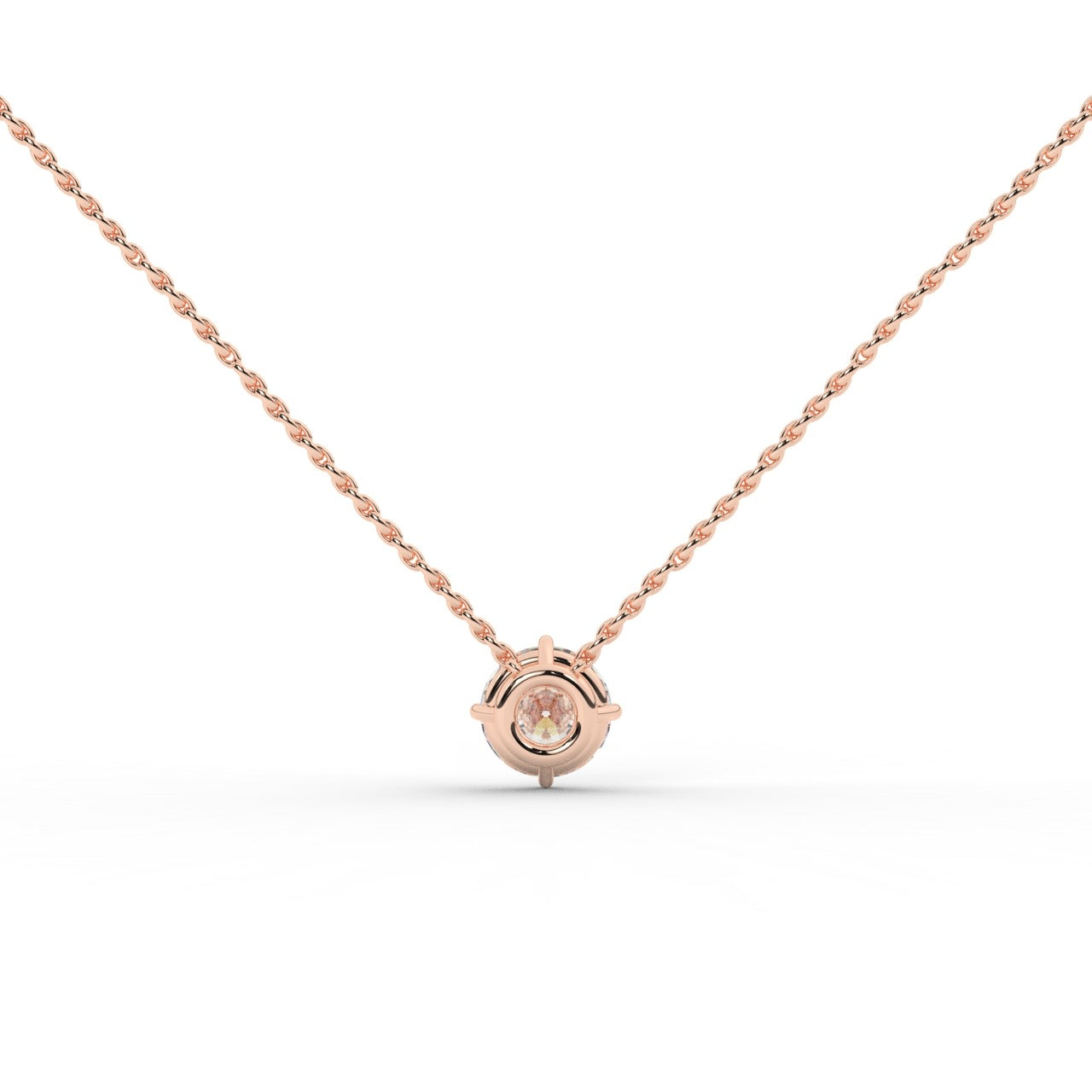 Audrey Diamond Pendant Necklace - Rose Gold 6.5mm#Metal Colour_Rose Gold#Stone Size_6.5mm
