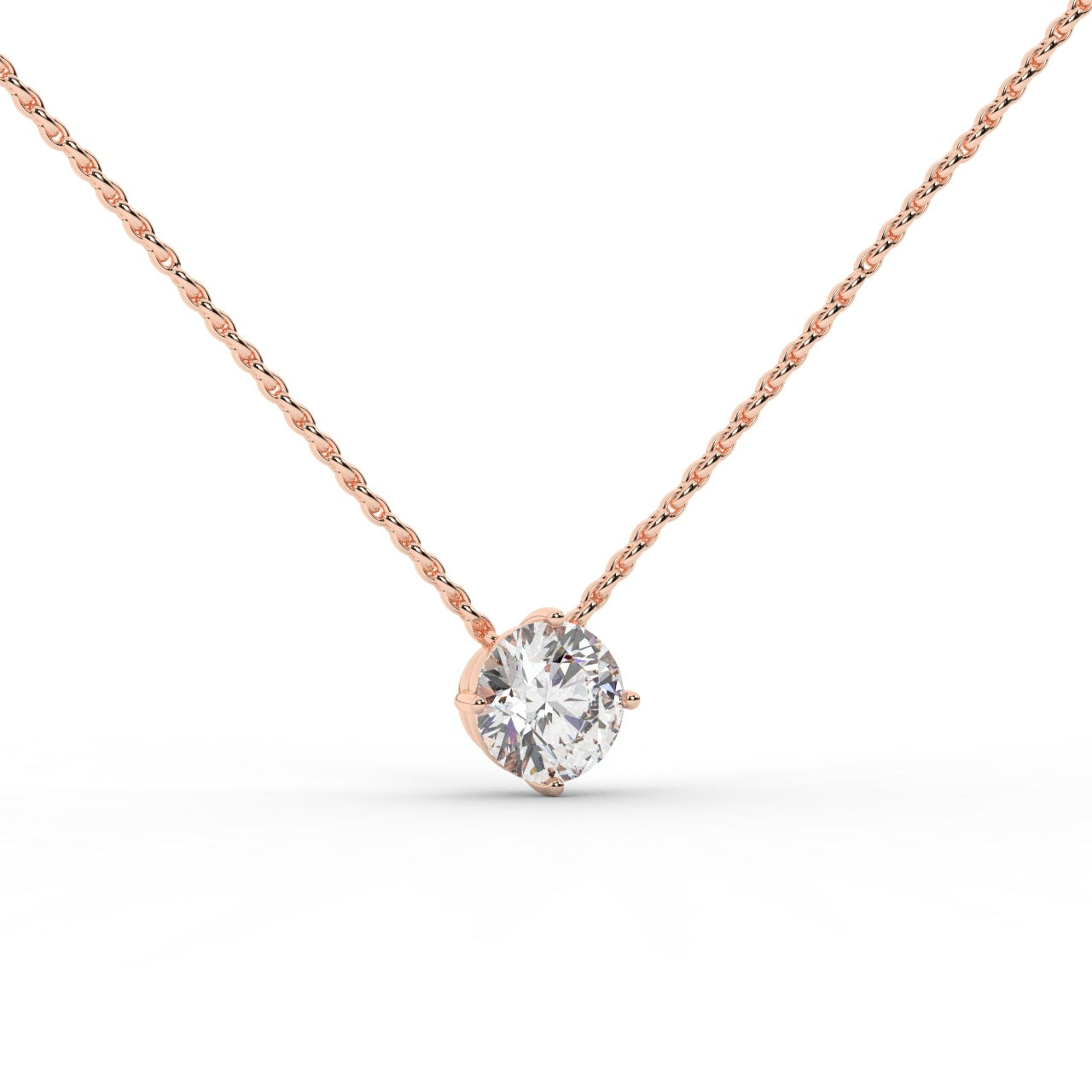 Audrey Diamond Pendant Necklace - Rose Gold 6.5mm#Metal Colour_Rose Gold#Stone Size_6.5mm
