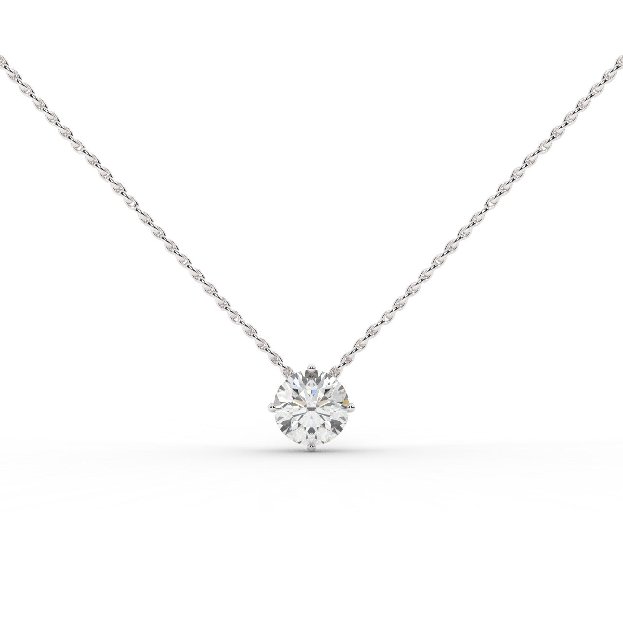 Audrey Diamond Pendant Necklace - White Gold 6.5mm#Metal Colour_White Gold#Stone Size_6.5mm