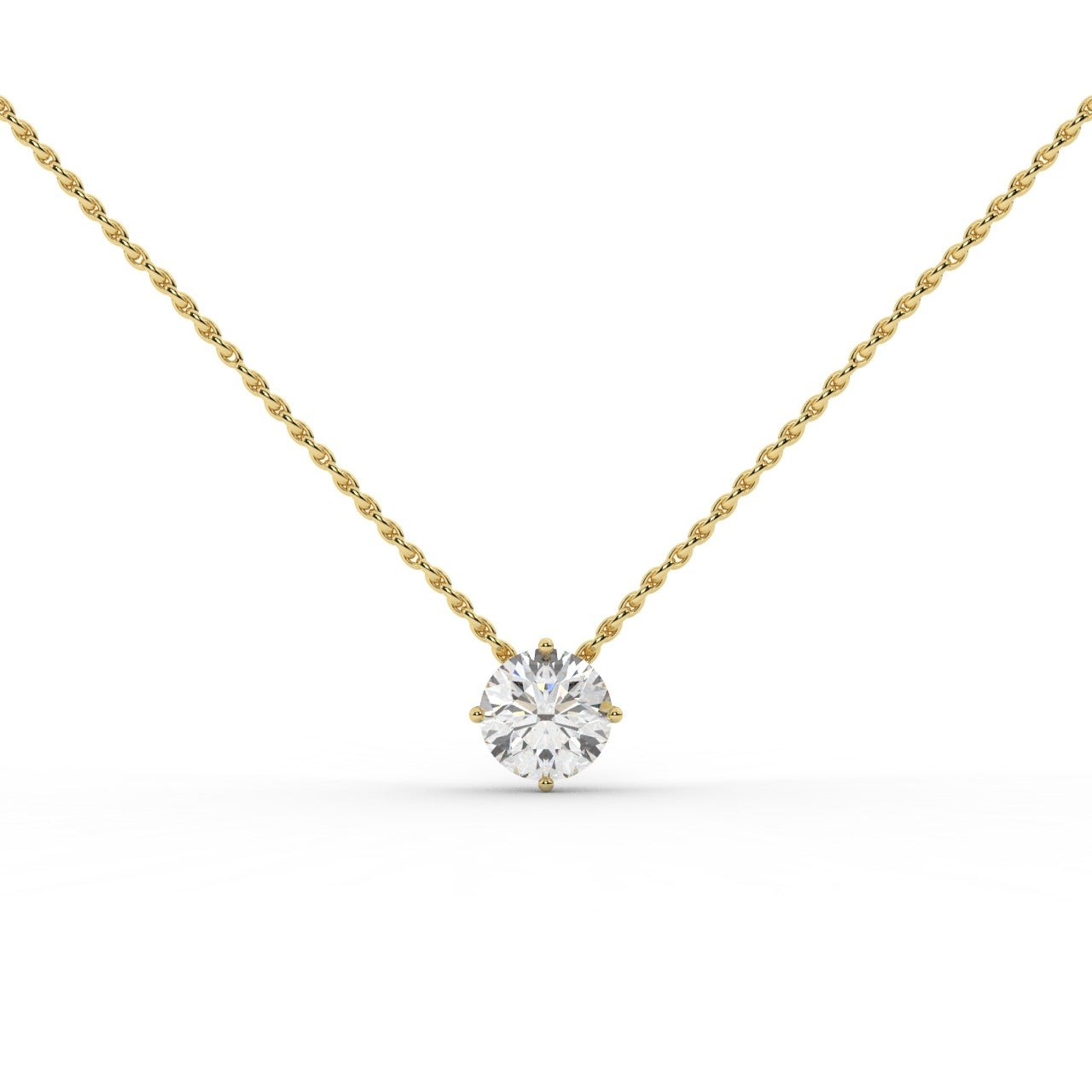Audrey Diamond Pendant Necklace - Yellow Gold 6.5mm#Metal Colour_Yellow Gold#Stone Size_6.5mm