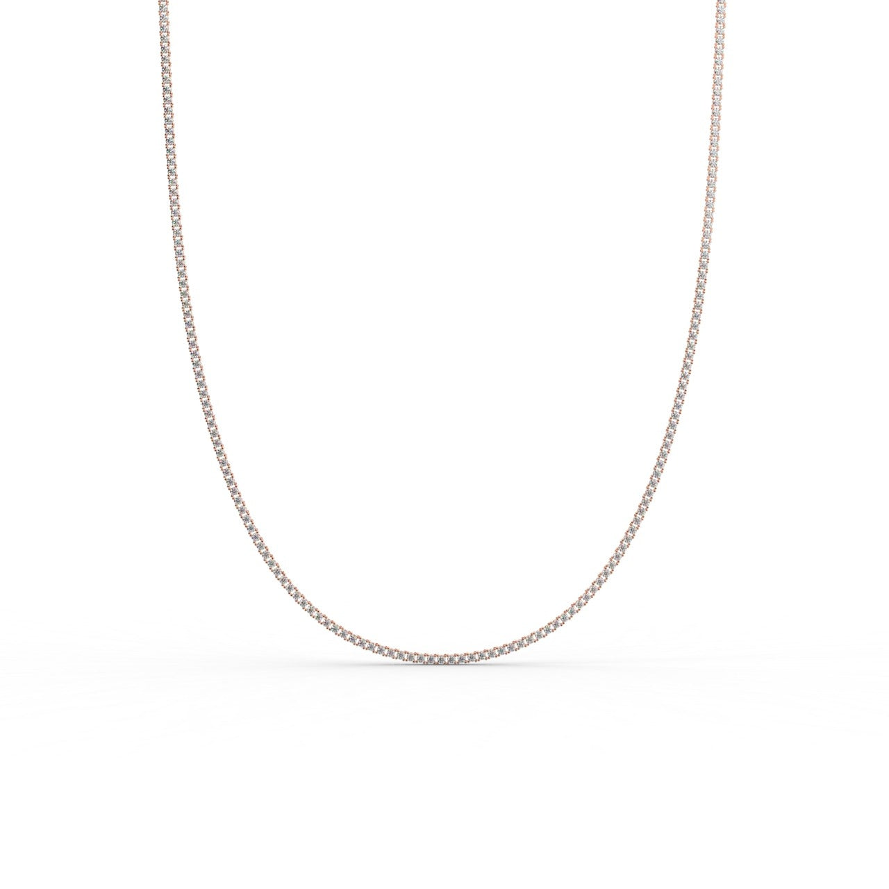 Chiara Diamond Tennis Necklace - Rose Gold 2mm#Metal Colour_Rose Gold#Stone Size_2mm