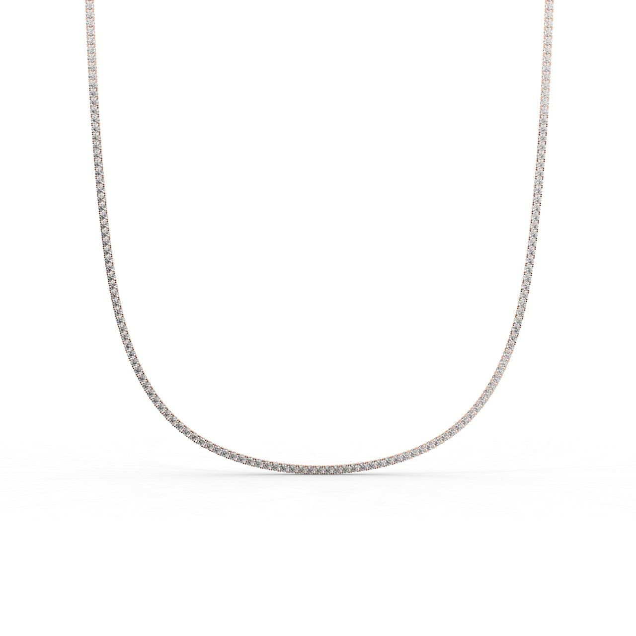 Chiara Diamond Tennis Necklace - Rose Gold 4mm#Metal Colour_Rose Gold#Stone Size_4mm