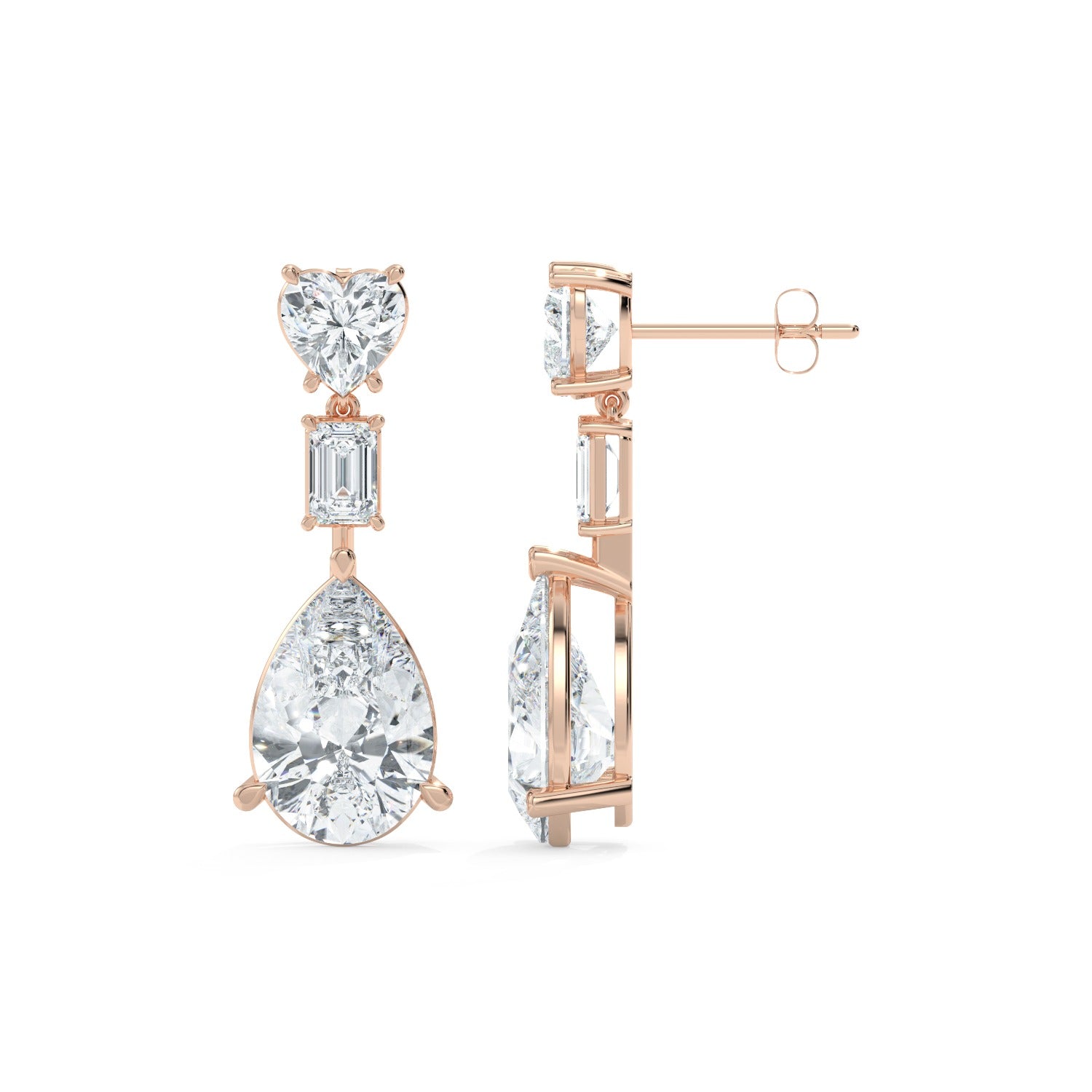 Pear Line Drop Earrings - Rose Gold#Metal Colour_Rose Gold