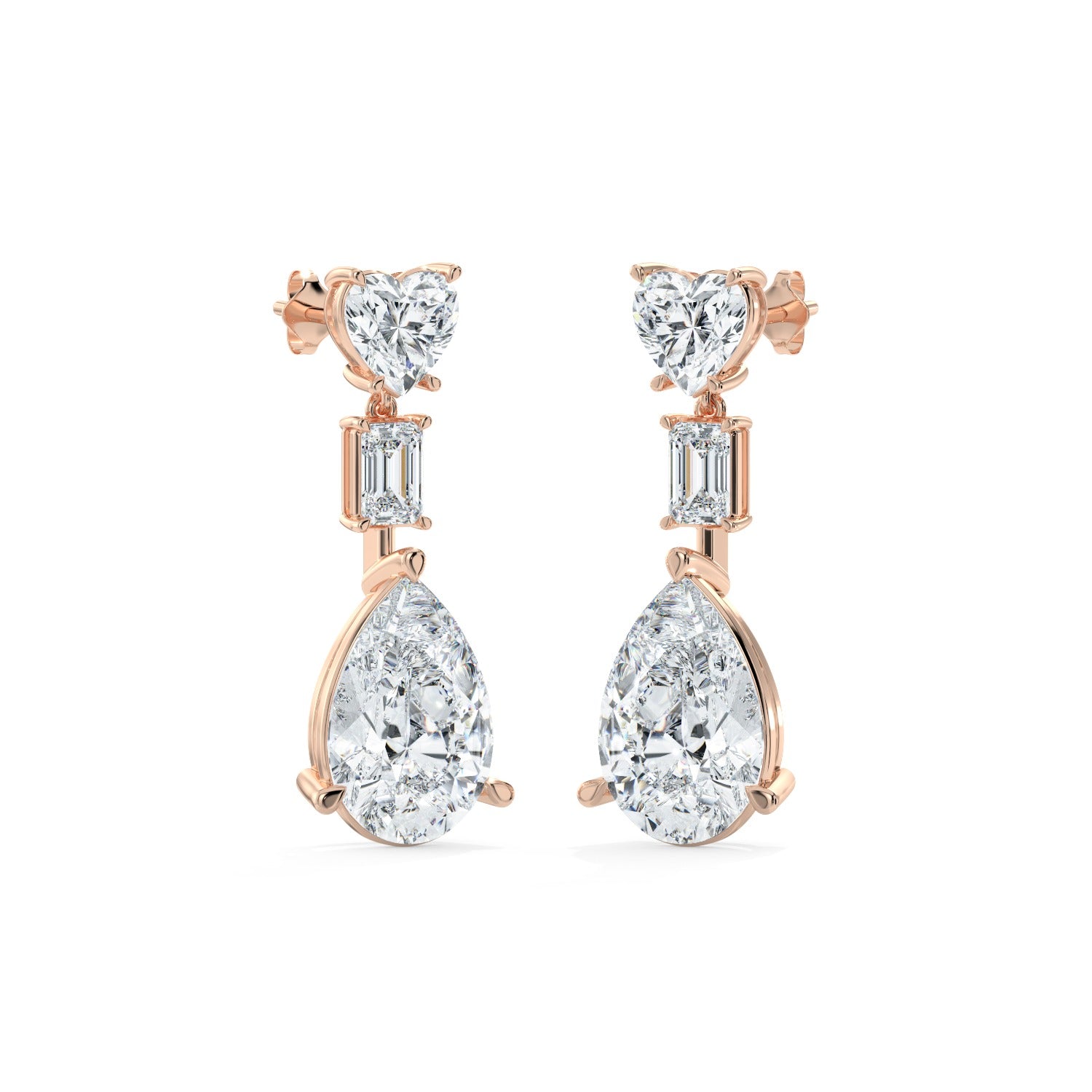 Pear Line Drop Earrings - Rose Gold#Metal Colour_Rose Gold