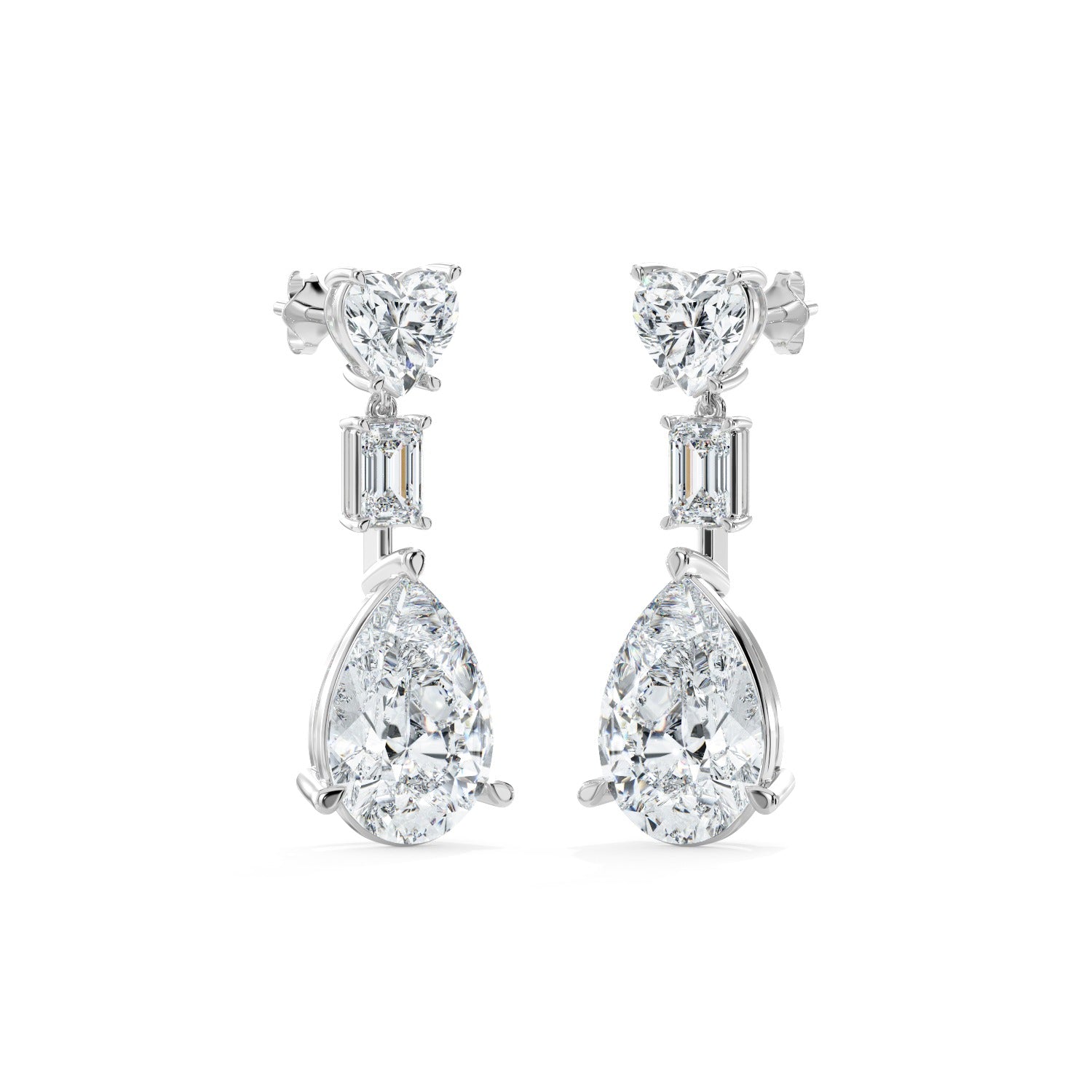 Pear Line Drop Earrings - White Gold#Metal Colour_White Gold