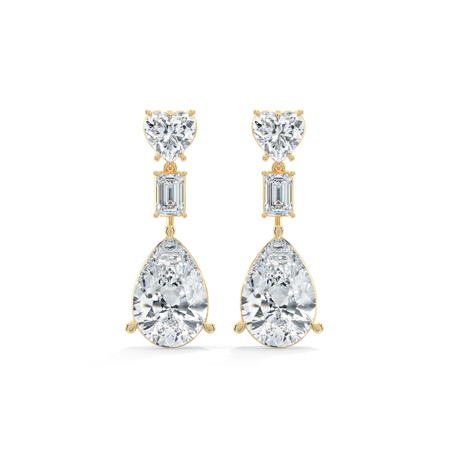 Pear Line Drop Earrings - Yellow Gold#Metal Colour_Yellow Gold