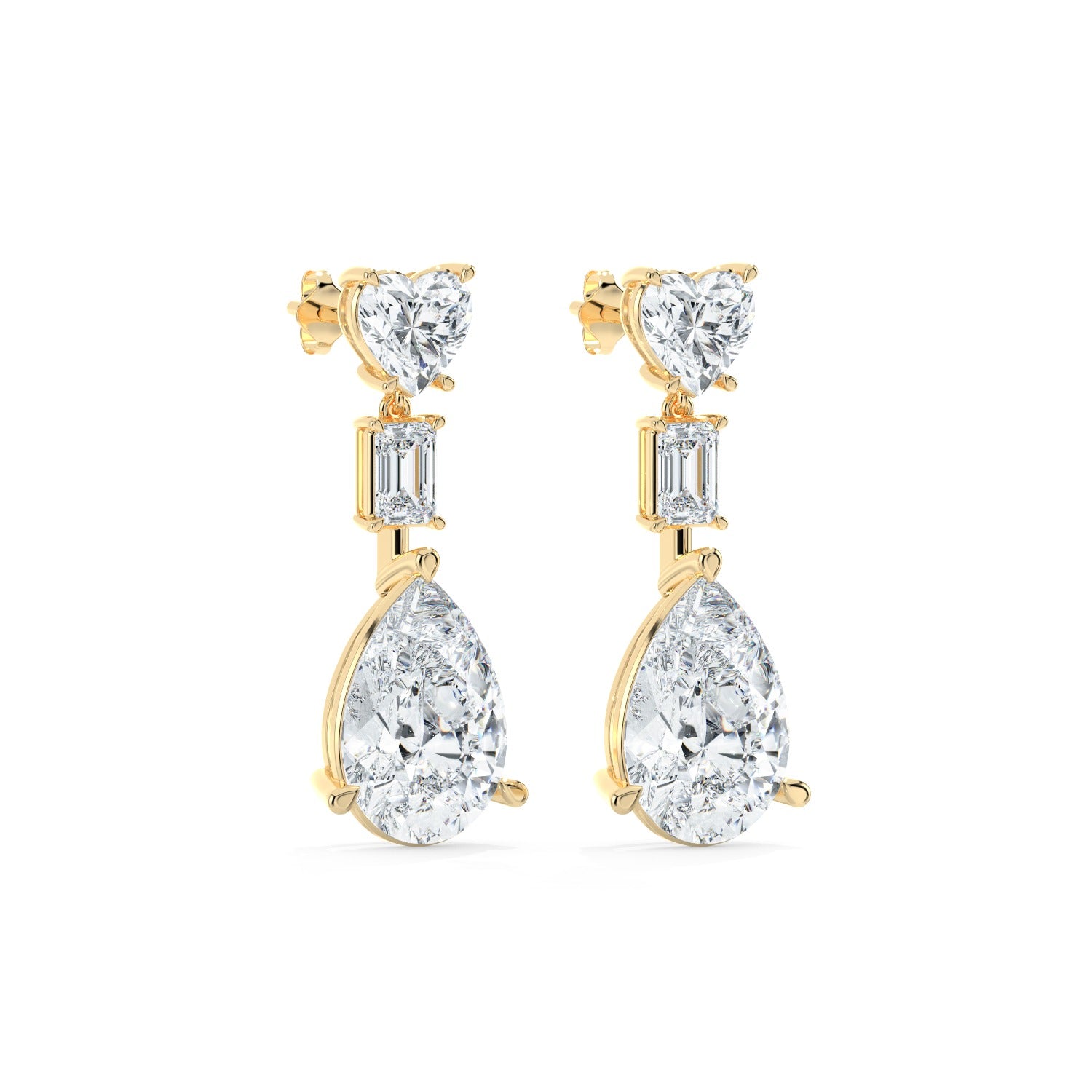 Pear Line Drop Earrings - Yellow Gold#Metal Colour_Yellow Gold
