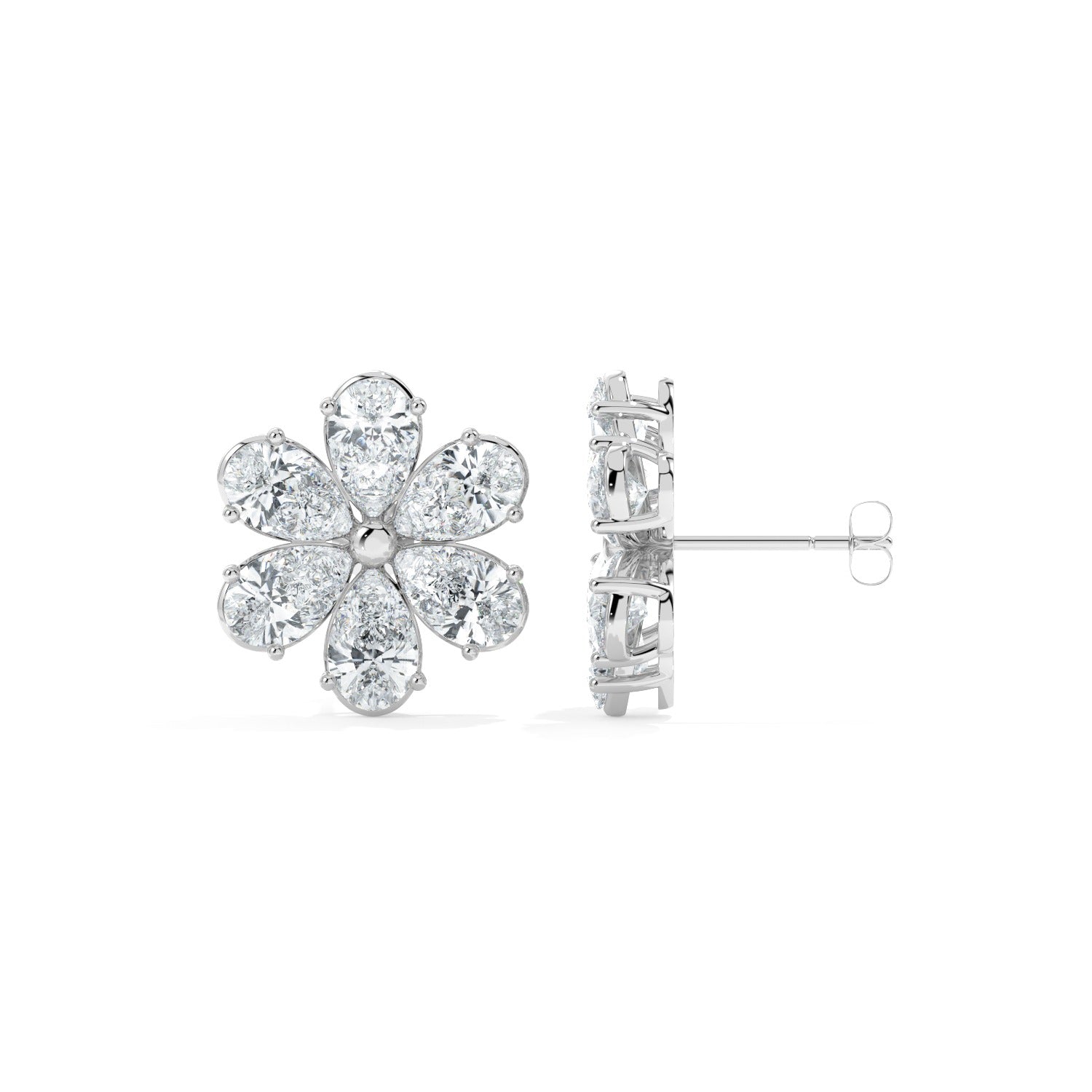 Bloom Stud Earrings - White Gold#Metal Colour_White Gold
