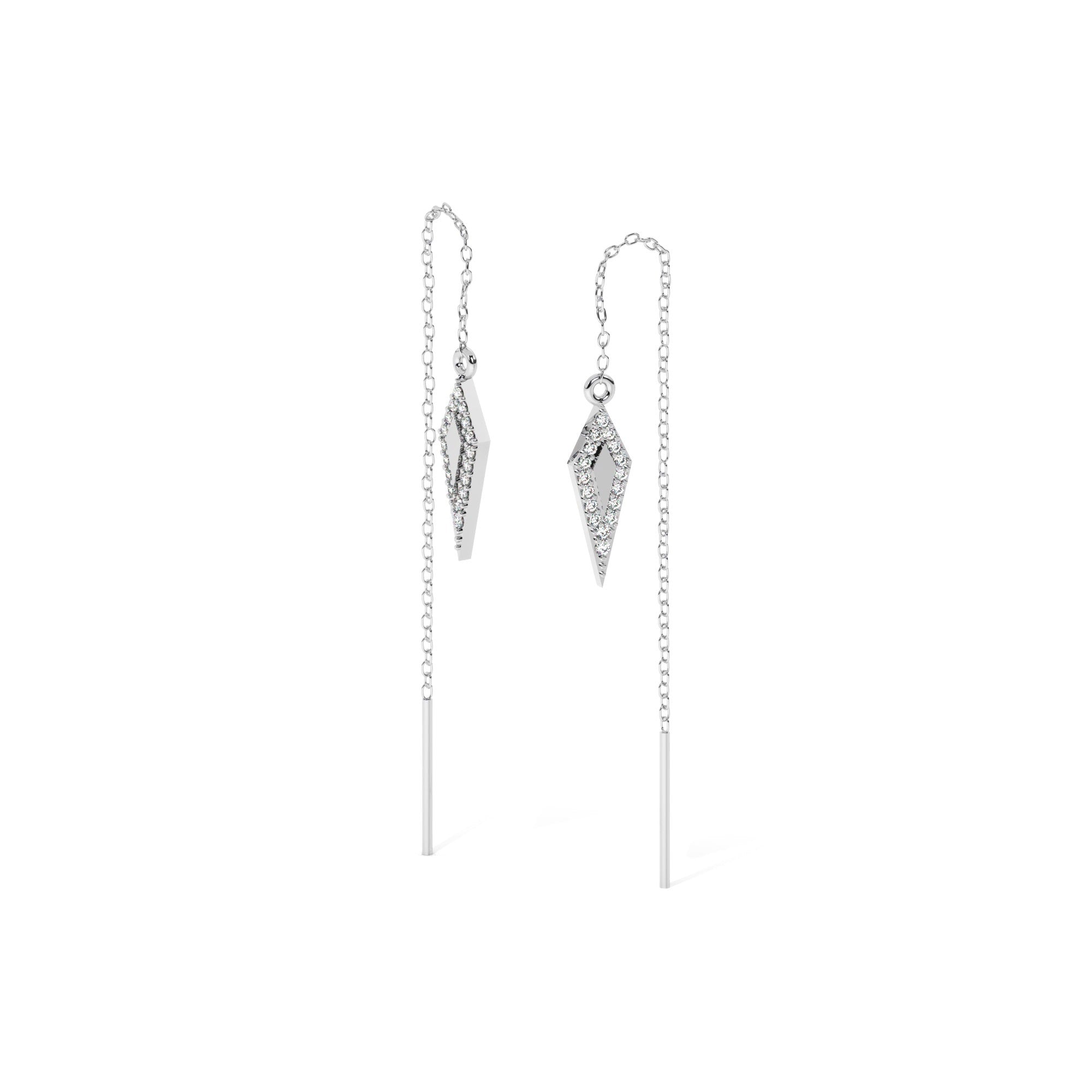 Contour Hang Earrings - White Gold#Metal Colour_White Gold