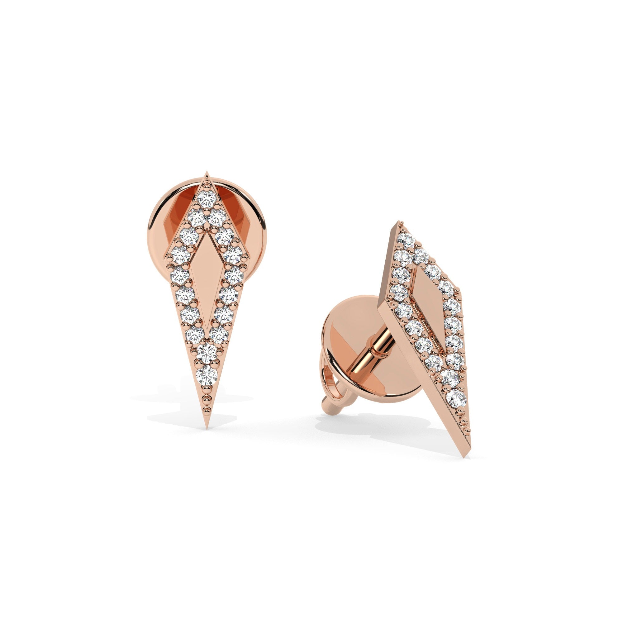 Contour Stud Earrings - Rose Gold#Metal Colour_Rose Gold