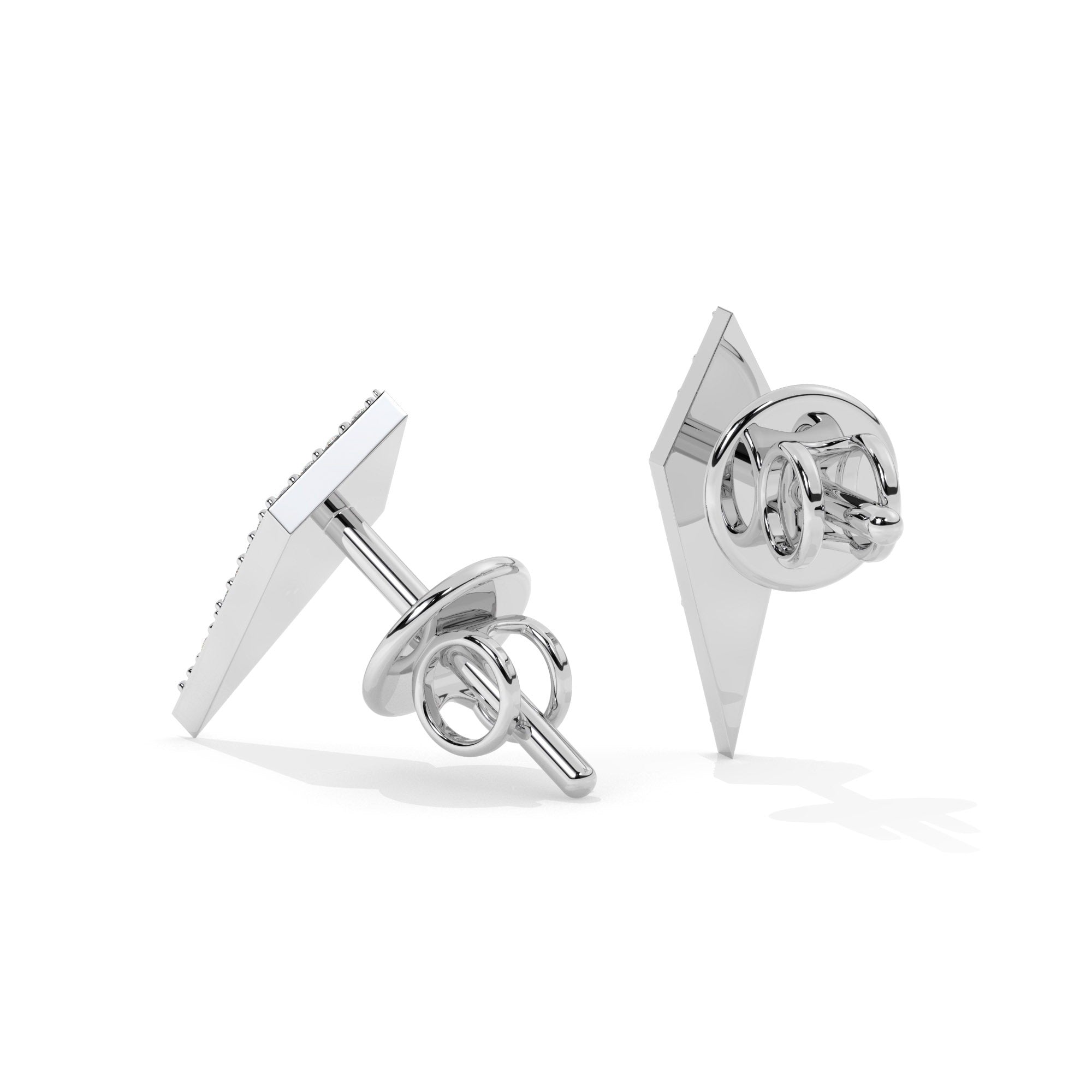 Contour Stud Earrings - White Gold#Metal Colour_White Gold