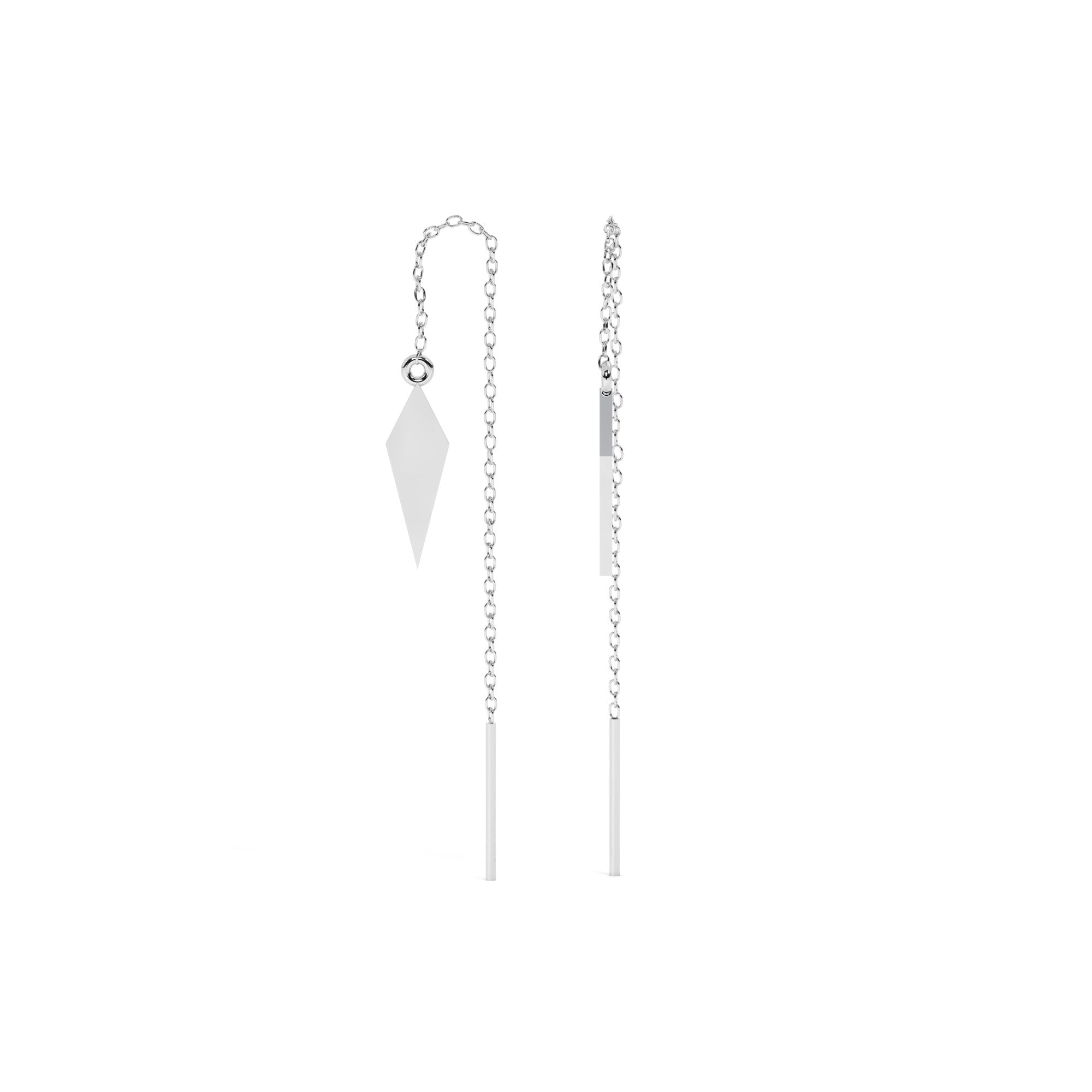 Essence Hang Earrings - White Gold#Metal Colour_White Gold