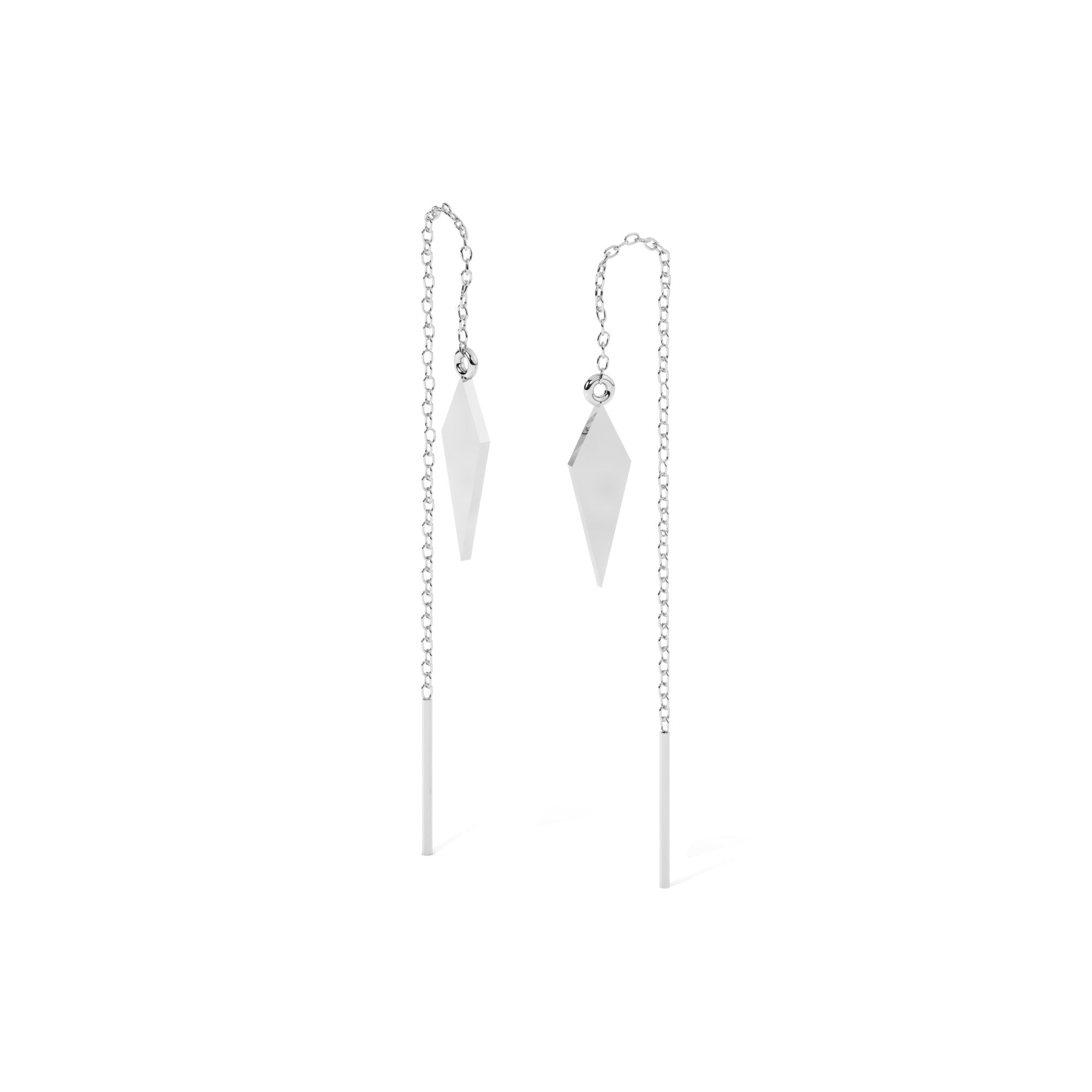Essence Hang Earrings - White Gold#Metal Colour_White Gold