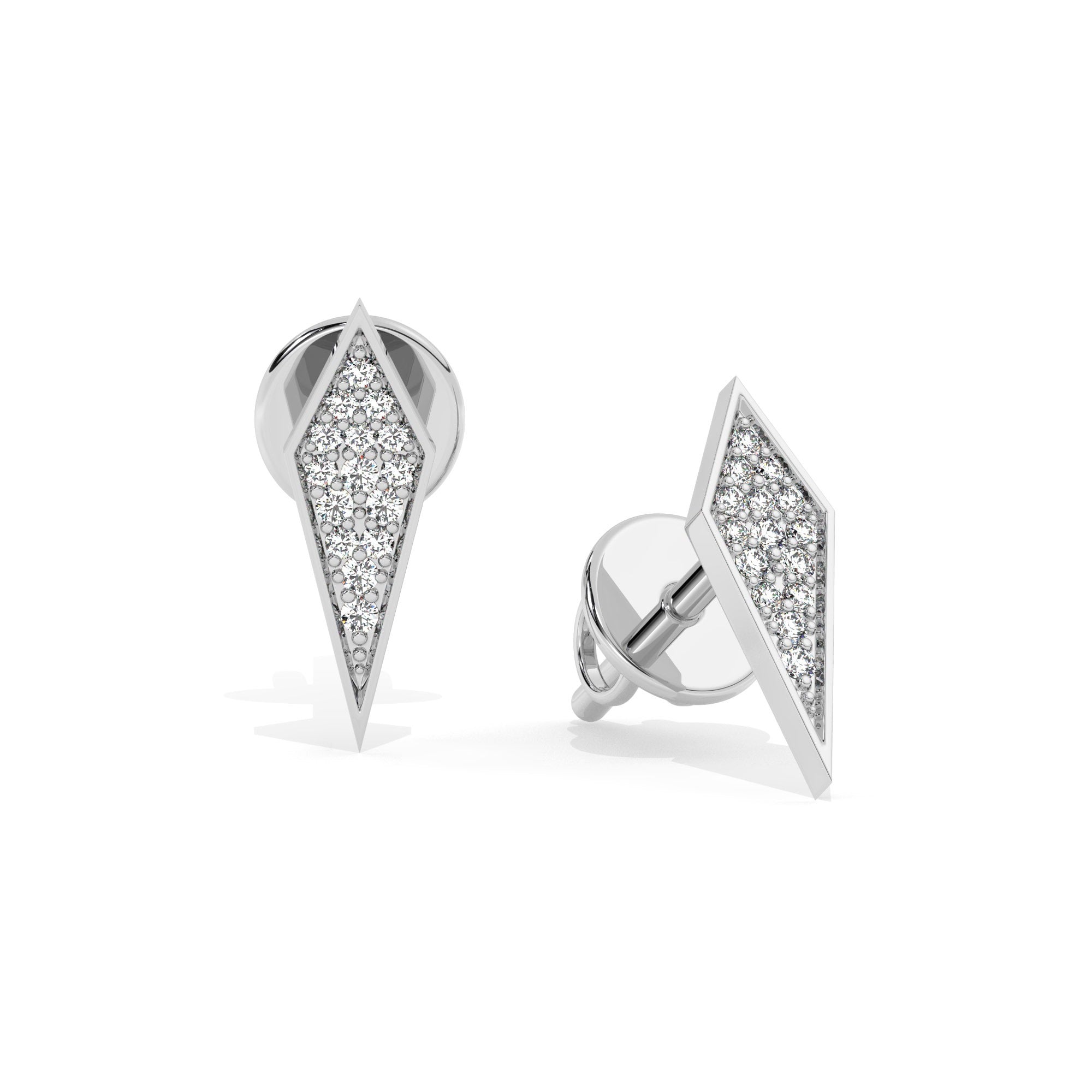 Lustre Stud Earrings - White Gold#Metal Colour_White Gold