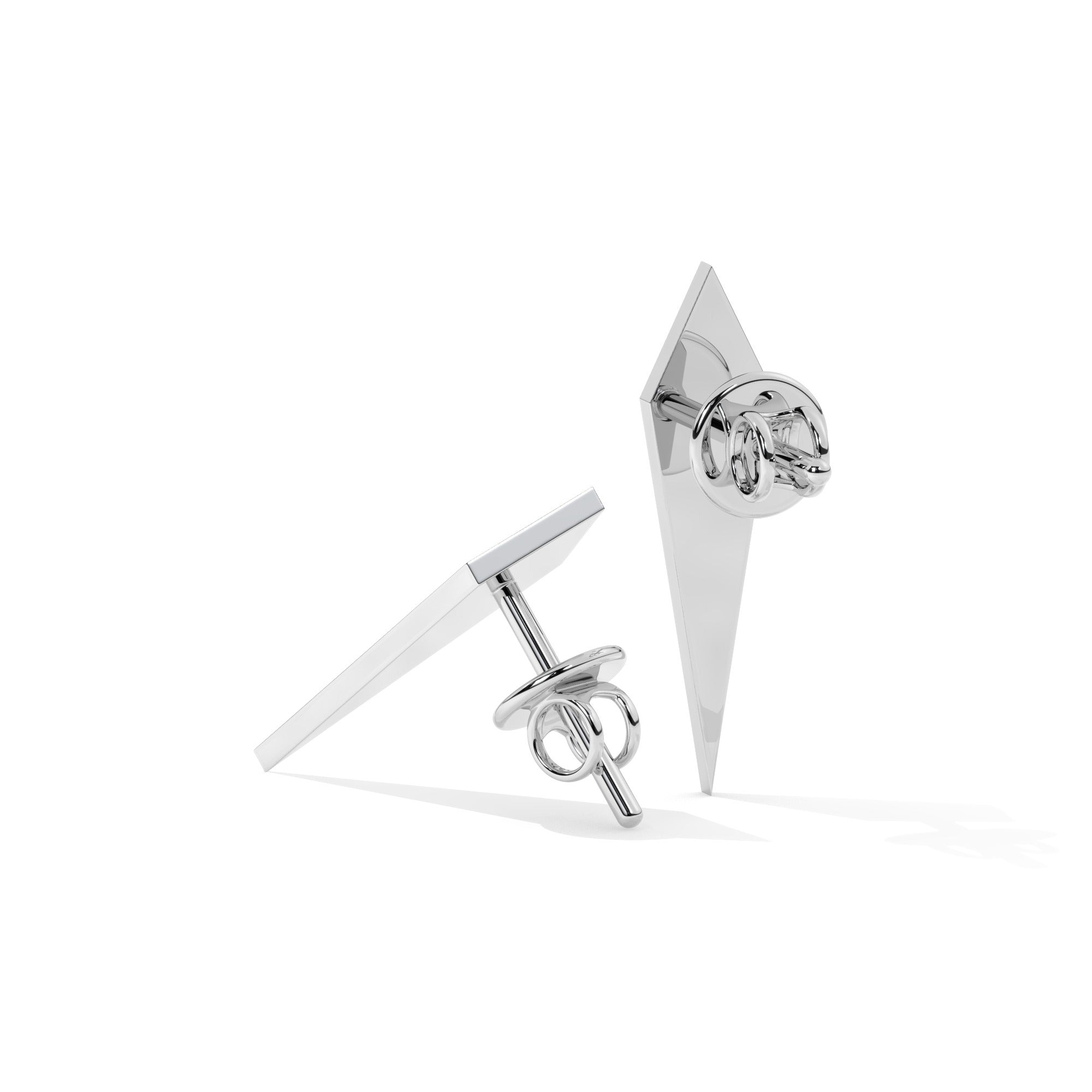 Lustre Bold Stud Earrings - White Gold#Metal Colour_White Gold