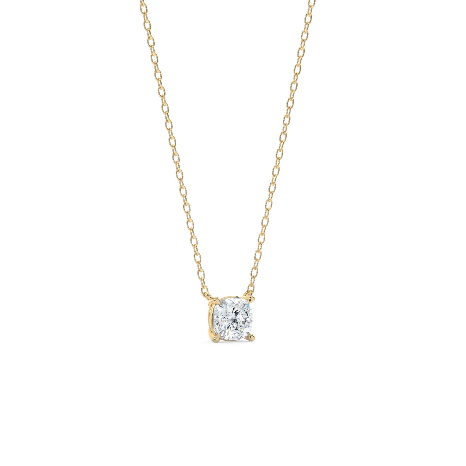 Cushion Cut Pendant Necklace - Yellow Gold#Metal Colour_Yellow Gold