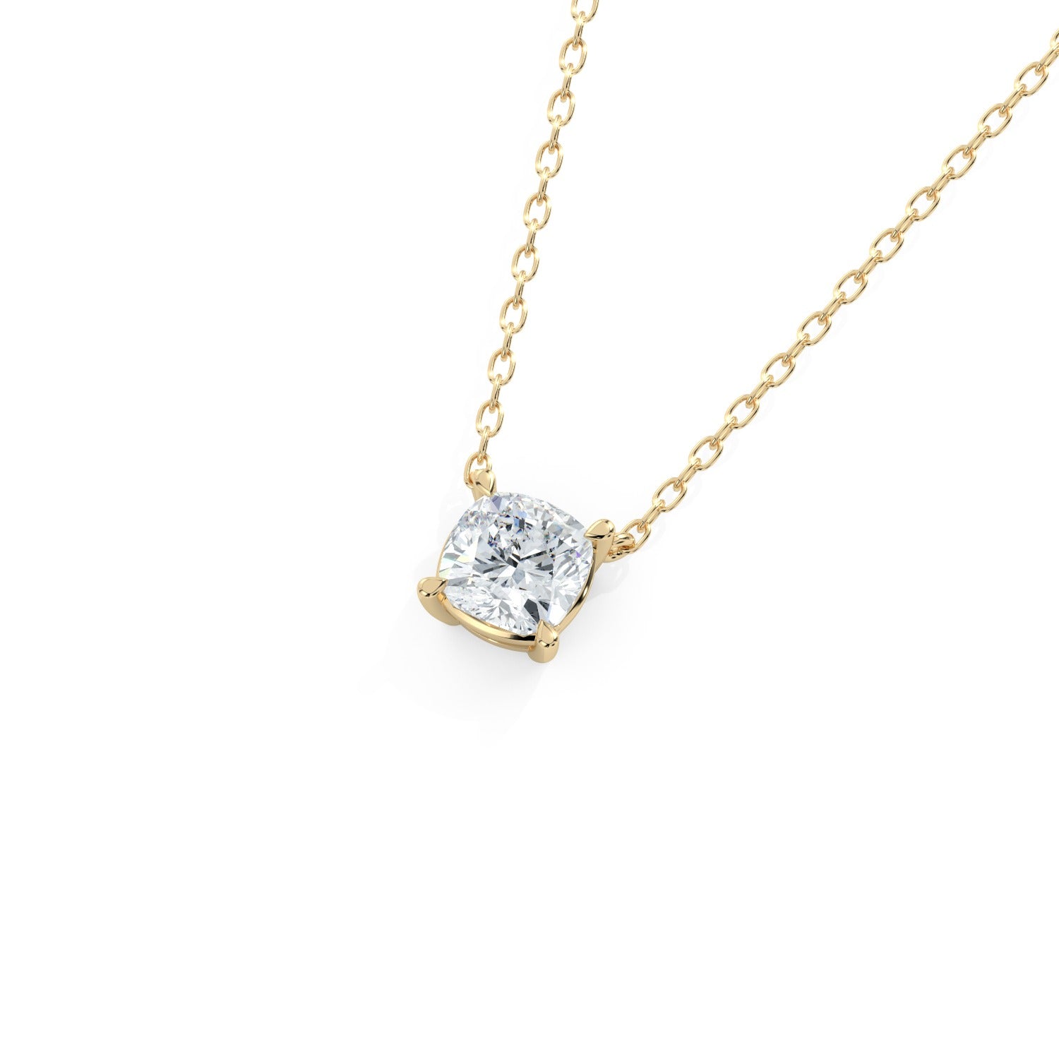 Cushion Cut Pendant Necklace - Yellow Gold#Metal Colour_Yellow Gold
