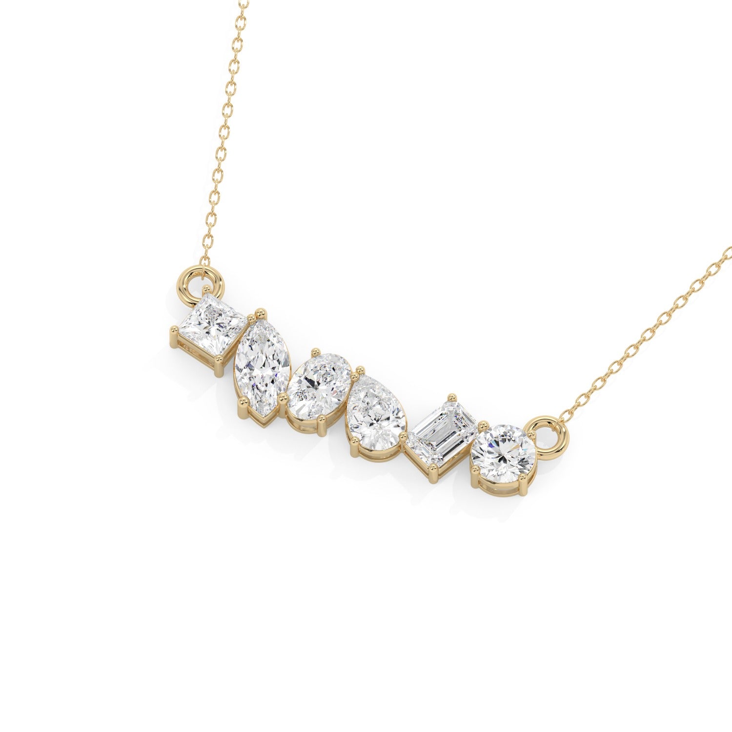 Mixed Cut Line Pendant Necklace - Yellow Gold#Metal Colour_Yellow Gold