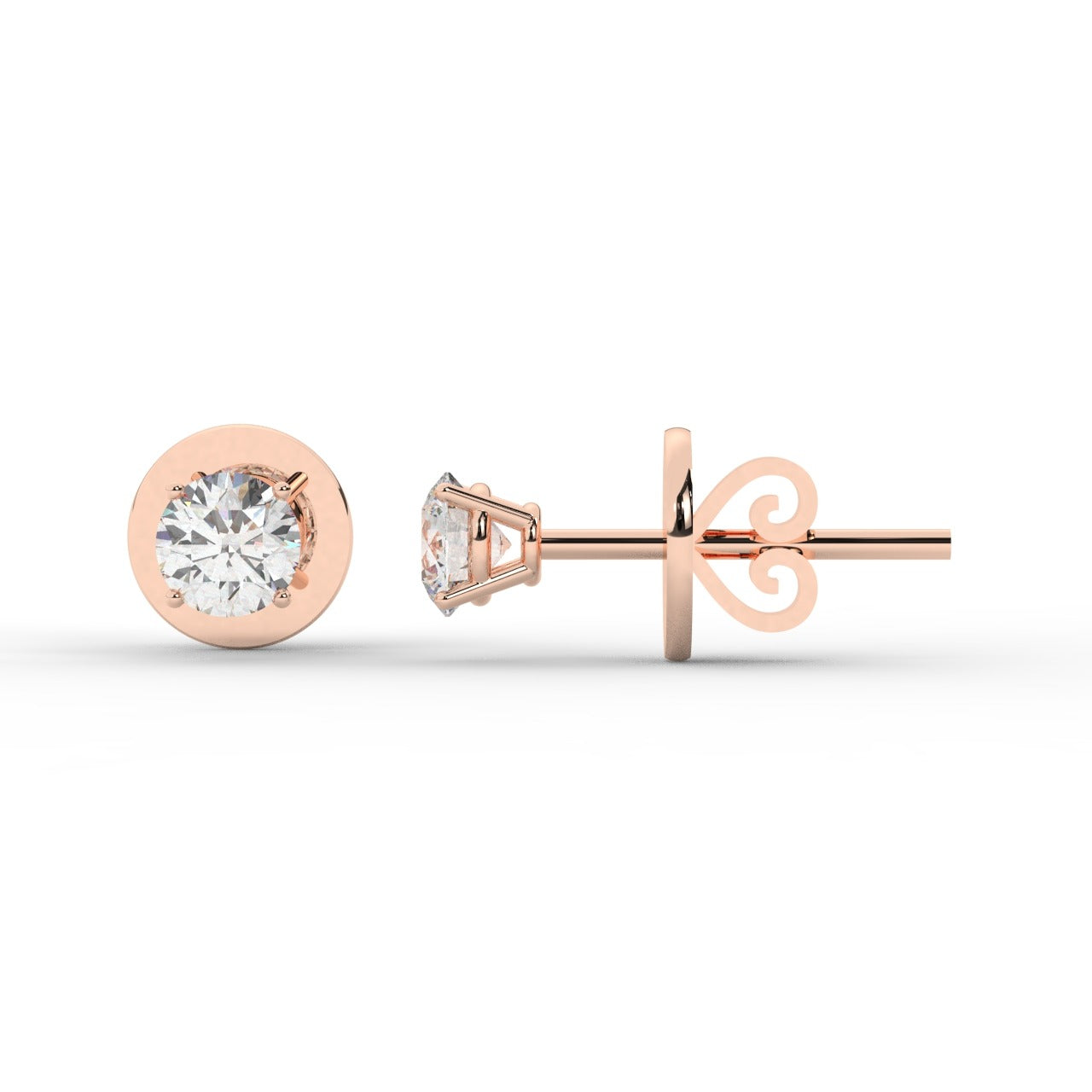 Audrey Diamond Earrings - Rose Gold 3.8mm#Metal Colour_Rose Gold#Stone Size_3.8mm